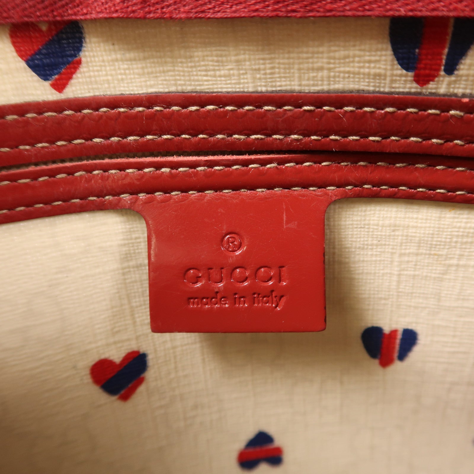 GUCCI 塗層帆布/牛皮皮革Hand Bag金扣手挽袋
