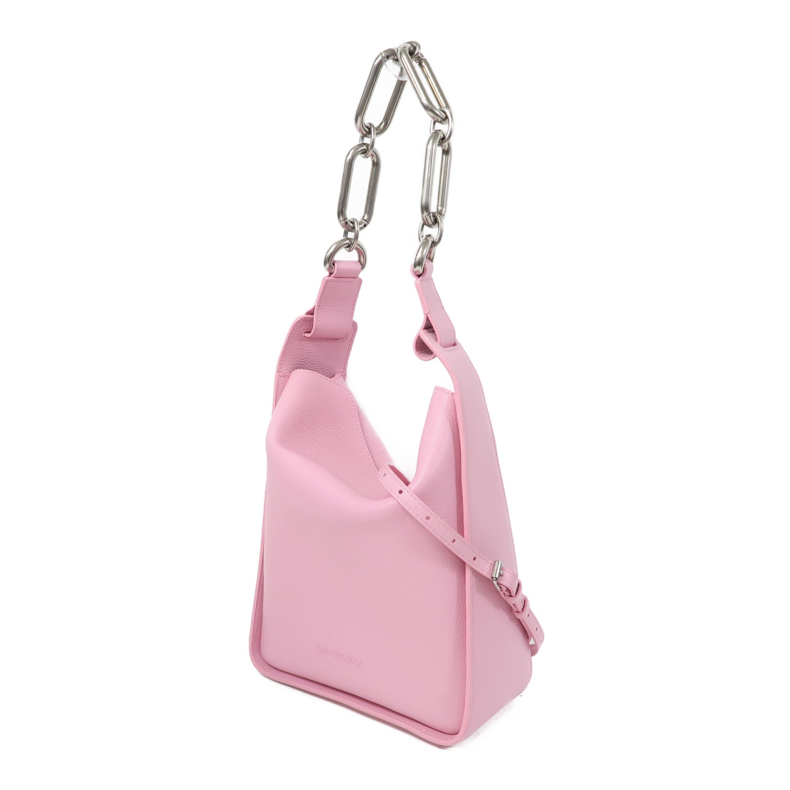 BALENCIAGA 牛皮皮革Shoulder Bag銀扣手挽肩背兩用袋粉紅色