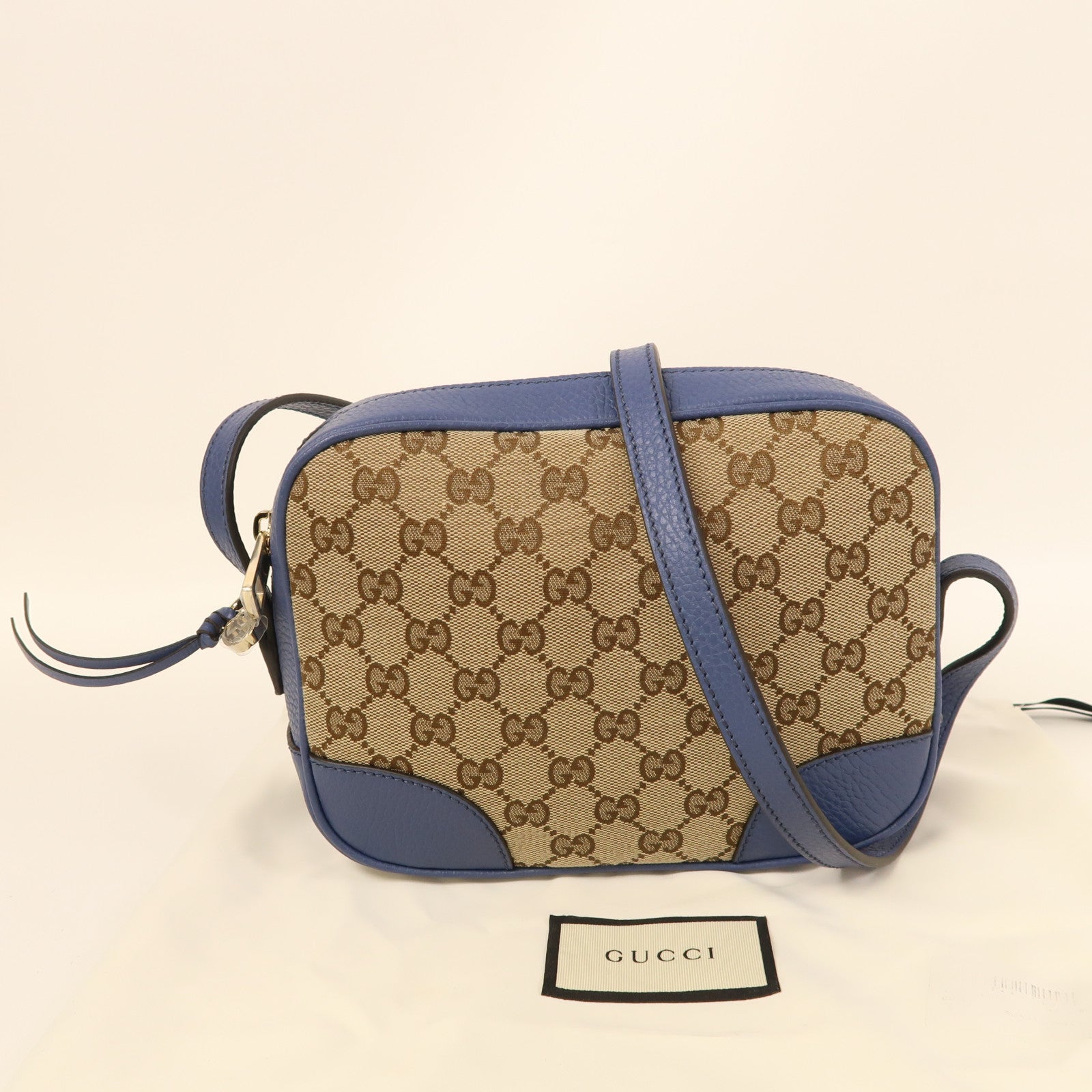 GUCCI GHW Shoulder Bag 449413 GG Canvas Brown Blue