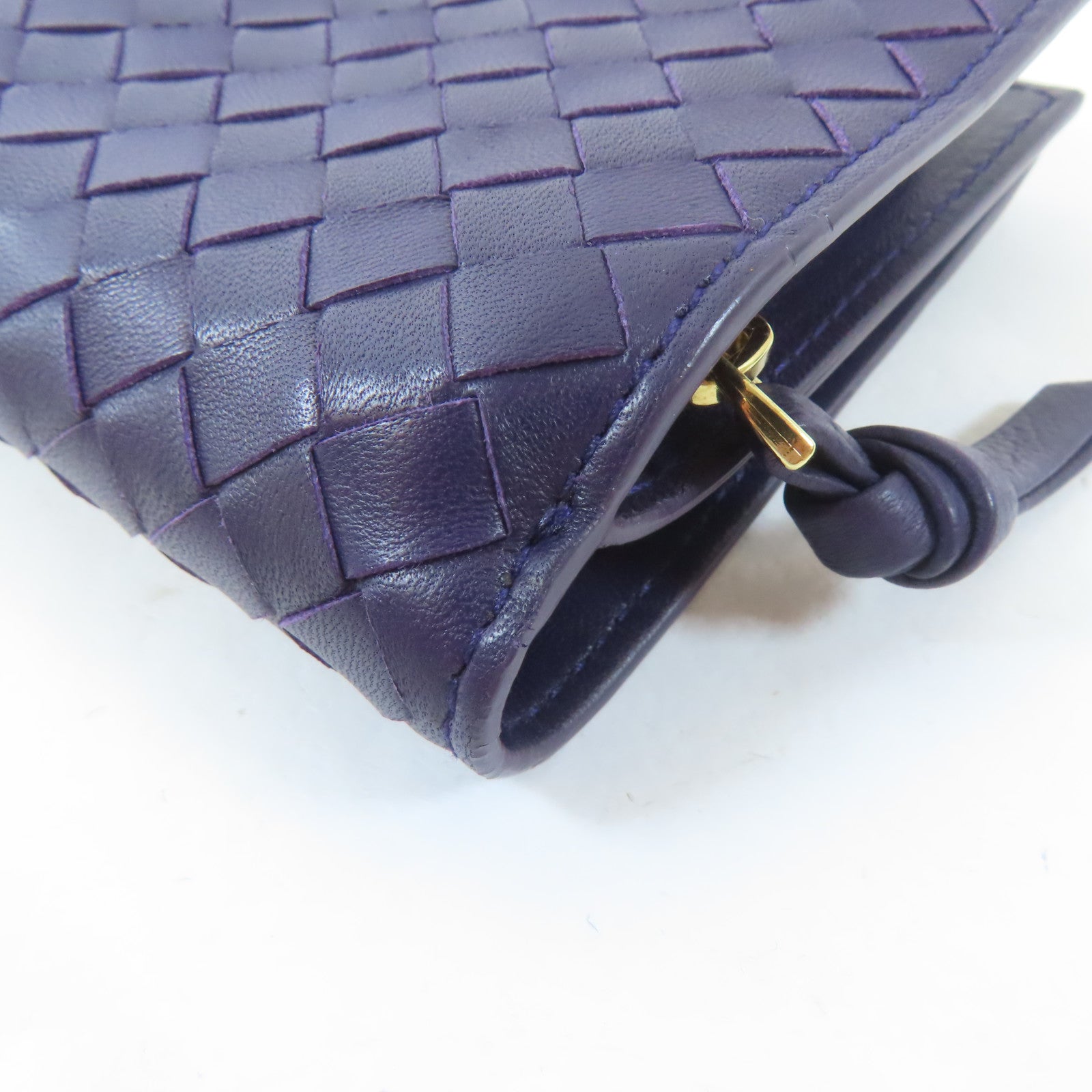BOTTEGA VENETA 【激減優惠】羊皮皮革Wallet金扣錢包紫色
