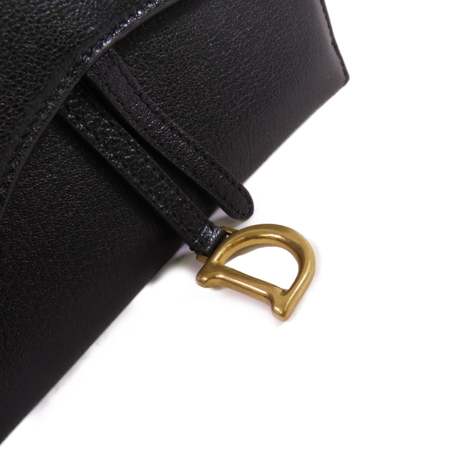 Dior 牛皮皮革Saddle Long Wallet With Chain Shoulder Bag金扣錢包肩背袋黑色