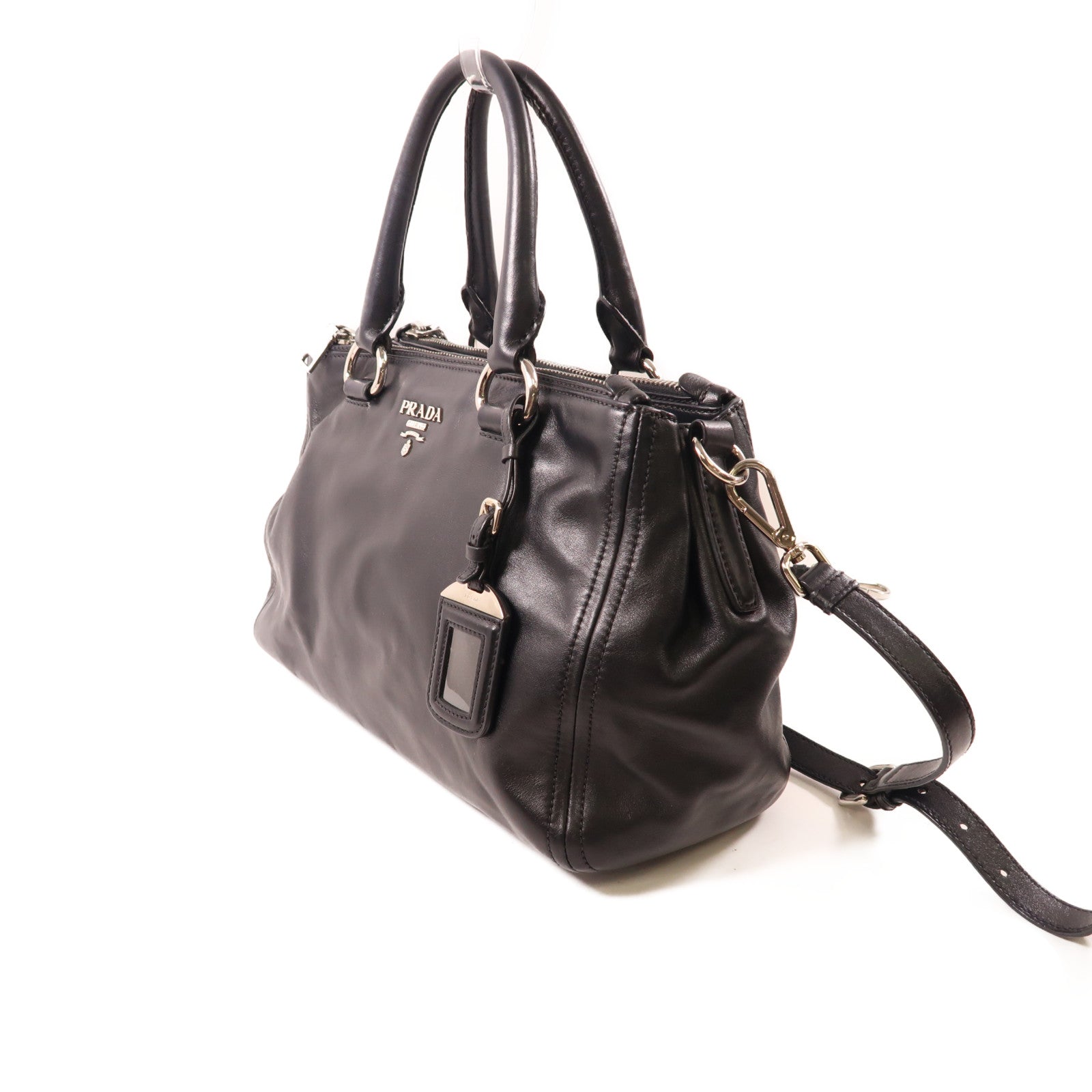 PRADA 牛皮皮革2 Way Shoulder銀扣手挽肩背兩用袋