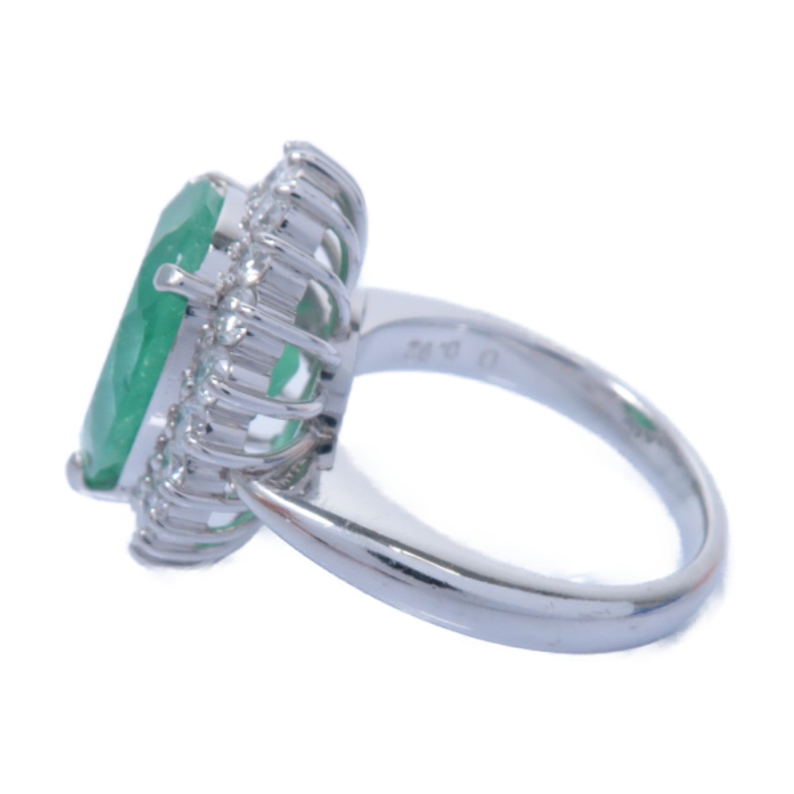 JEWELRY 【激減優惠】PT900鉑金Emerald/Diamond Ring 5.419ct綠寶石/0.92ct鑽石戒指US#6