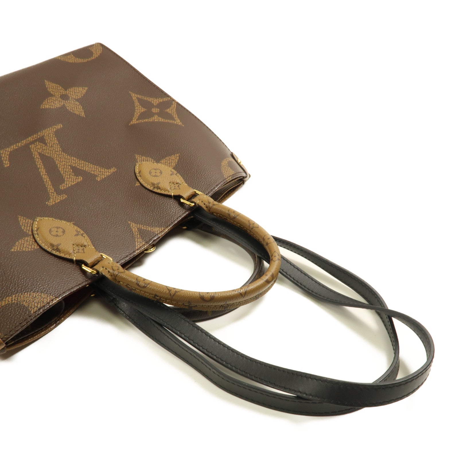 LOUIS VUITTON Monogram Giant On The Go MM金扣手挽肩背兩用袋啡色