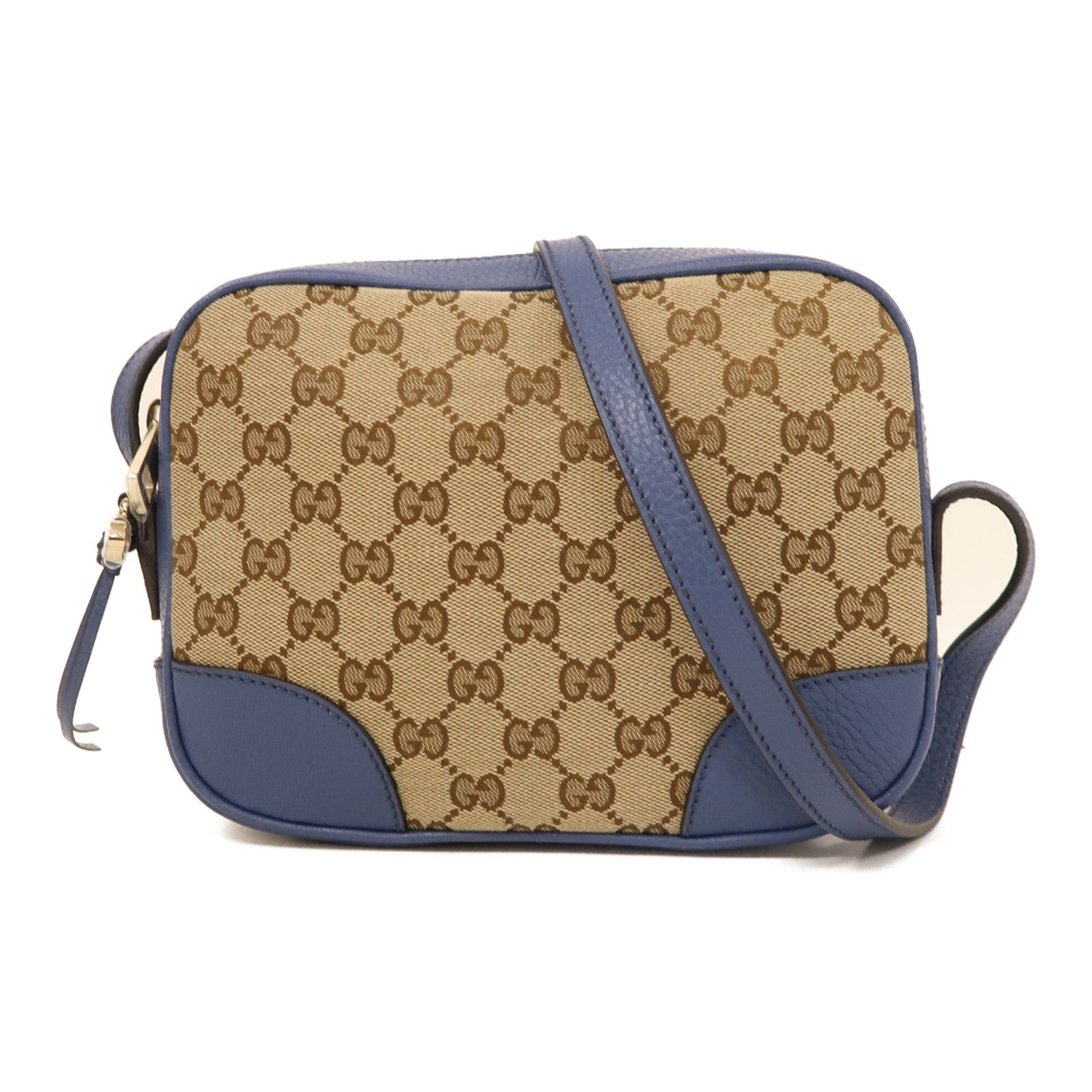 GUCCI GHW Shoulder Bag 449413 GG Canvas Brown Blue
