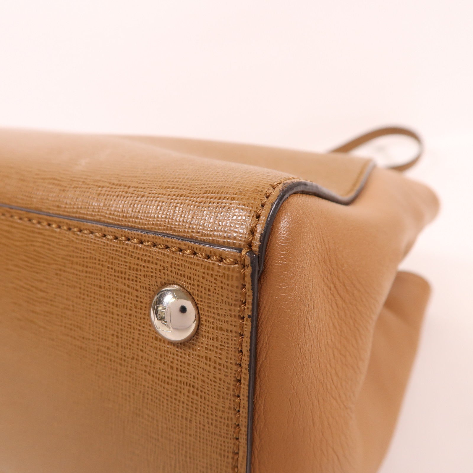 FENDI 羊皮皮革2 Way Shoulder銀扣手挽肩背兩用袋