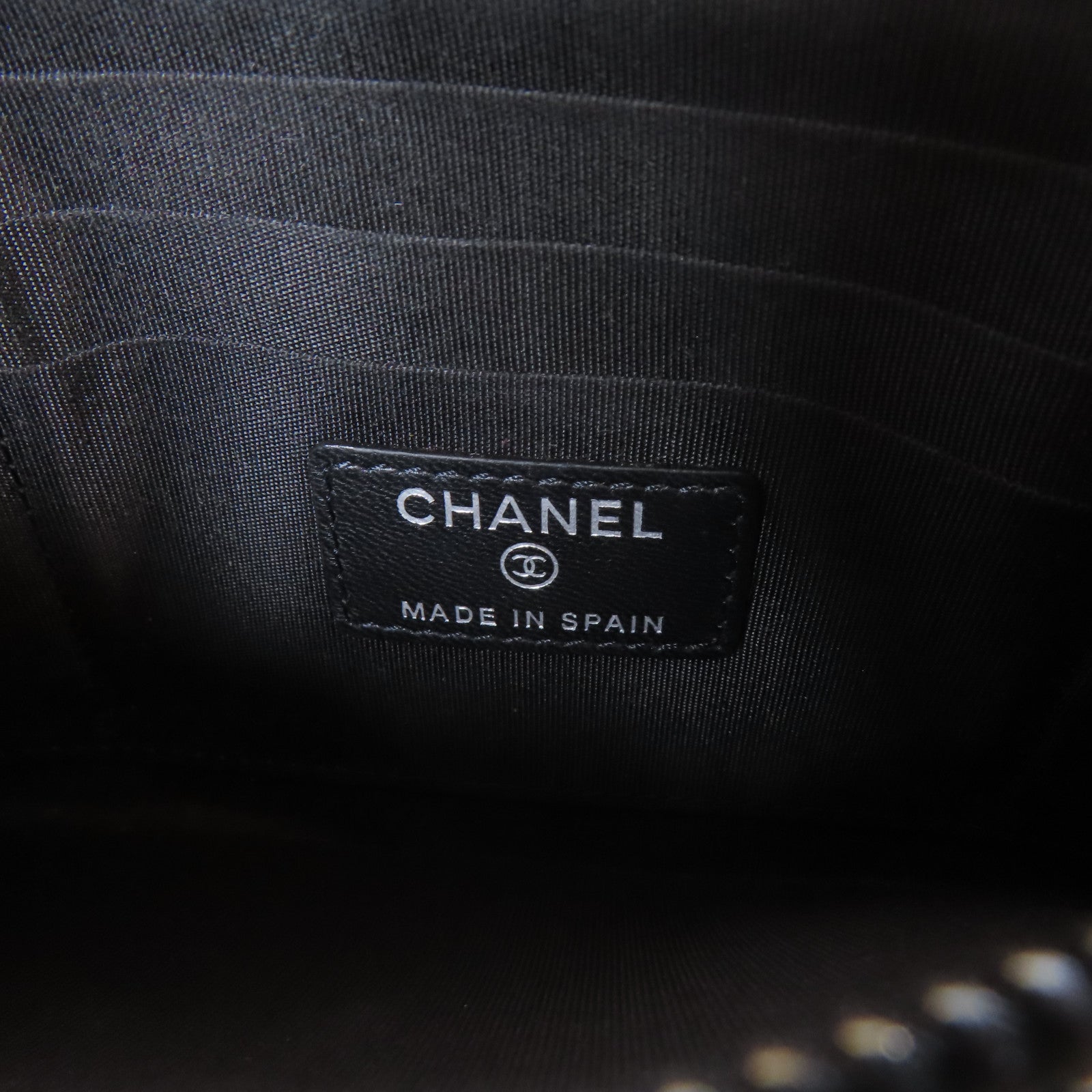 CHANEL 菱格羊皮皮革Boy Wallet銀扣長錢包黑色