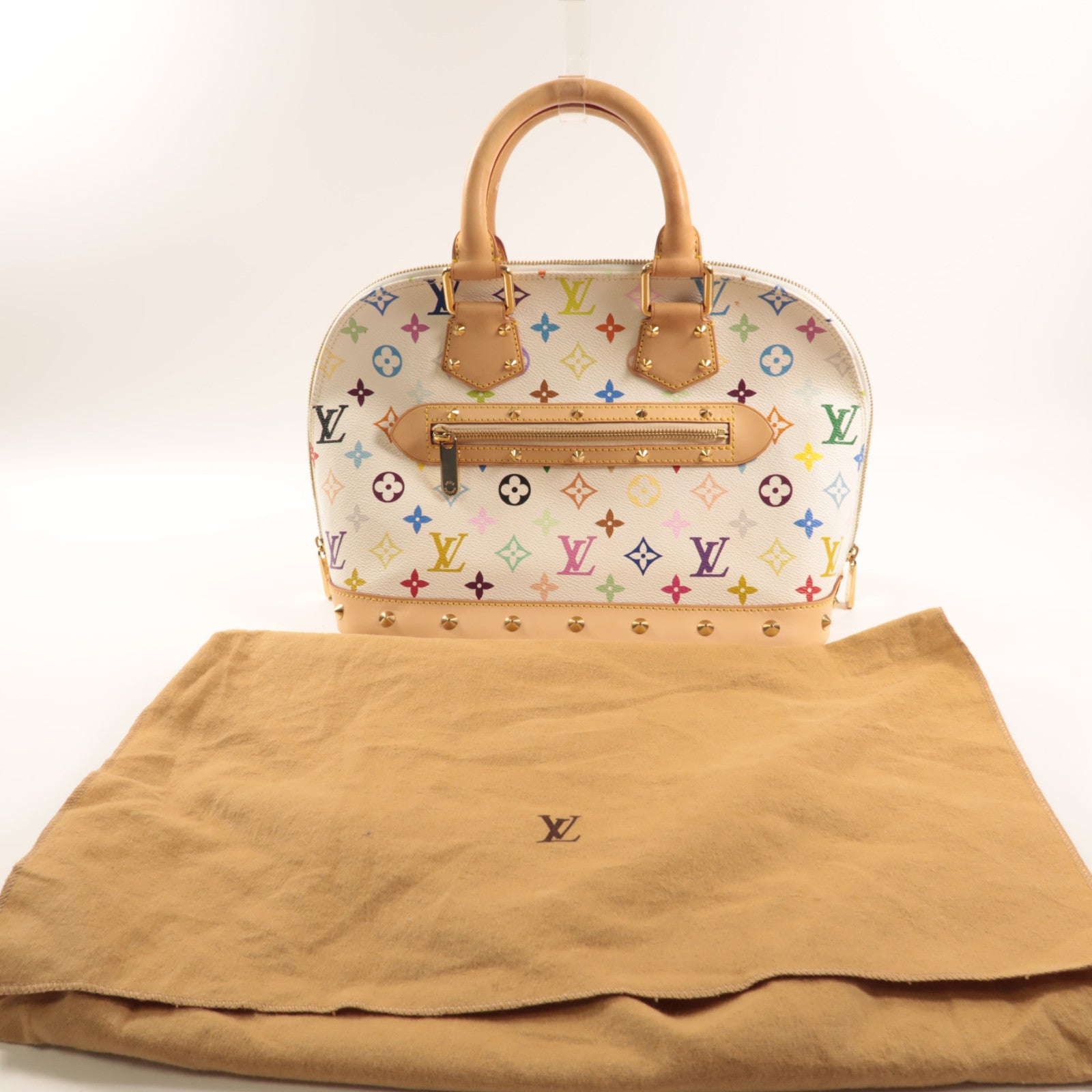 LOUIS VUITTON Monogram Multicolore Alma金扣手挽袋白色/彩色