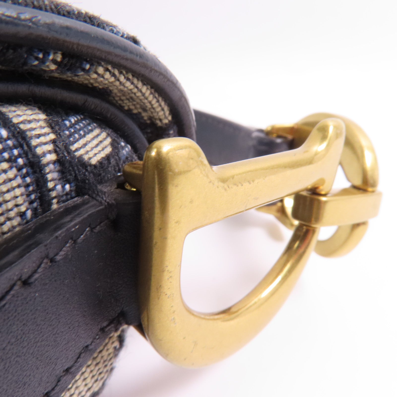 Dior CD GHW Saddle Handbag Canvas Navy/Beige