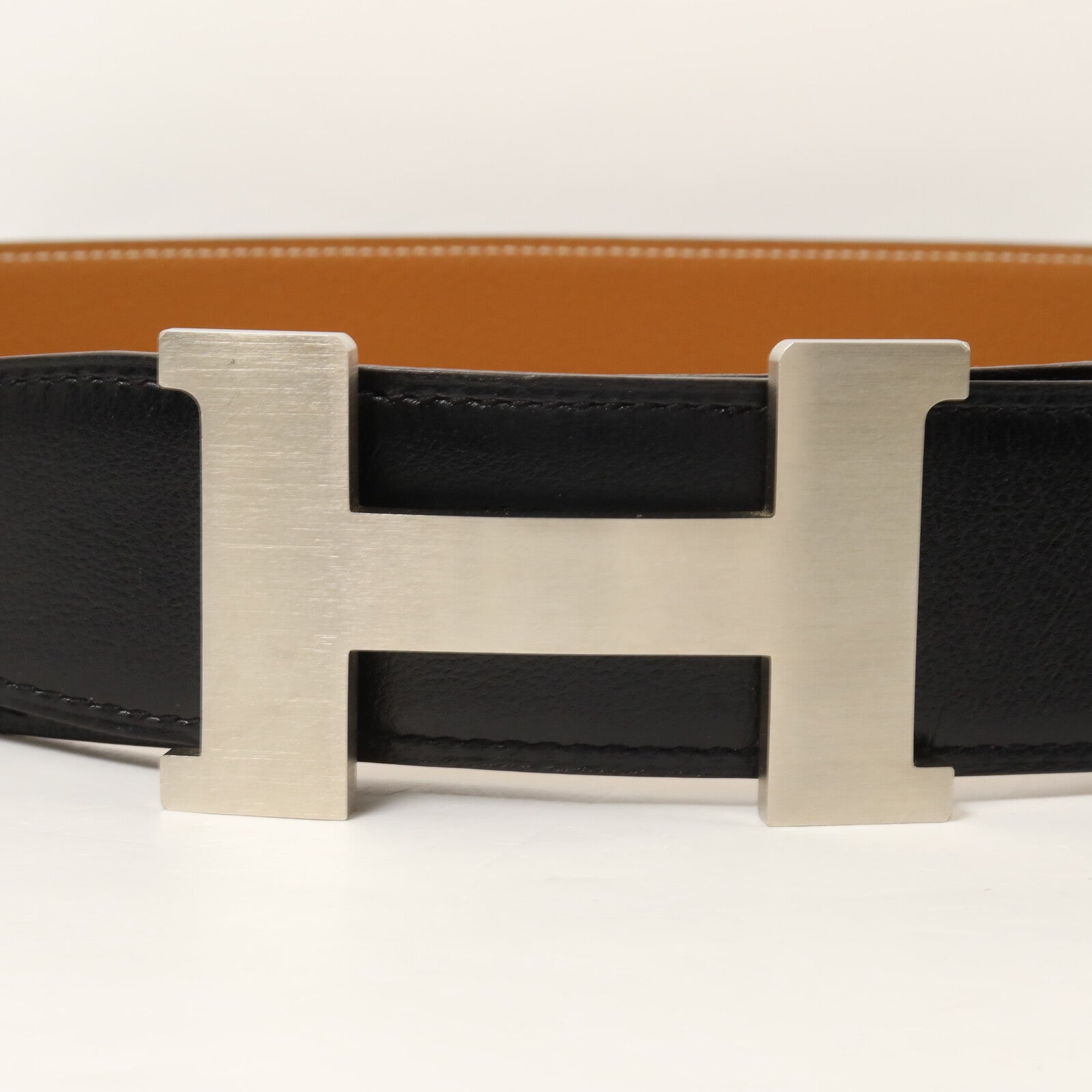 HERMES Clemence皮革H Belt皮帶Noir/Brown
