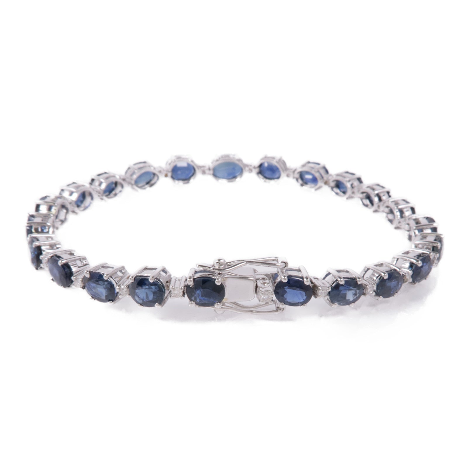 JEWELRY Sapphire Diamond Bracelet 18K White Gold