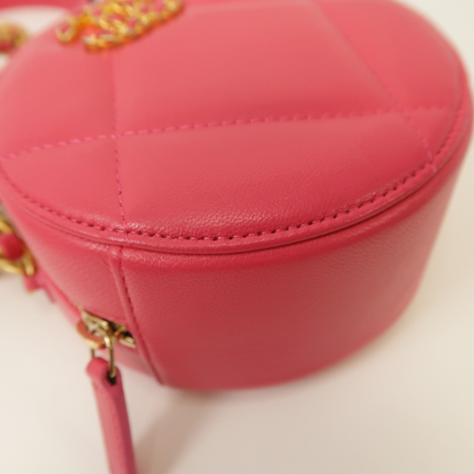 CHANEL 【激減優惠】菱格皮革Shoulder Bag金扣/銀扣鏈帶肩背袋粉紅色