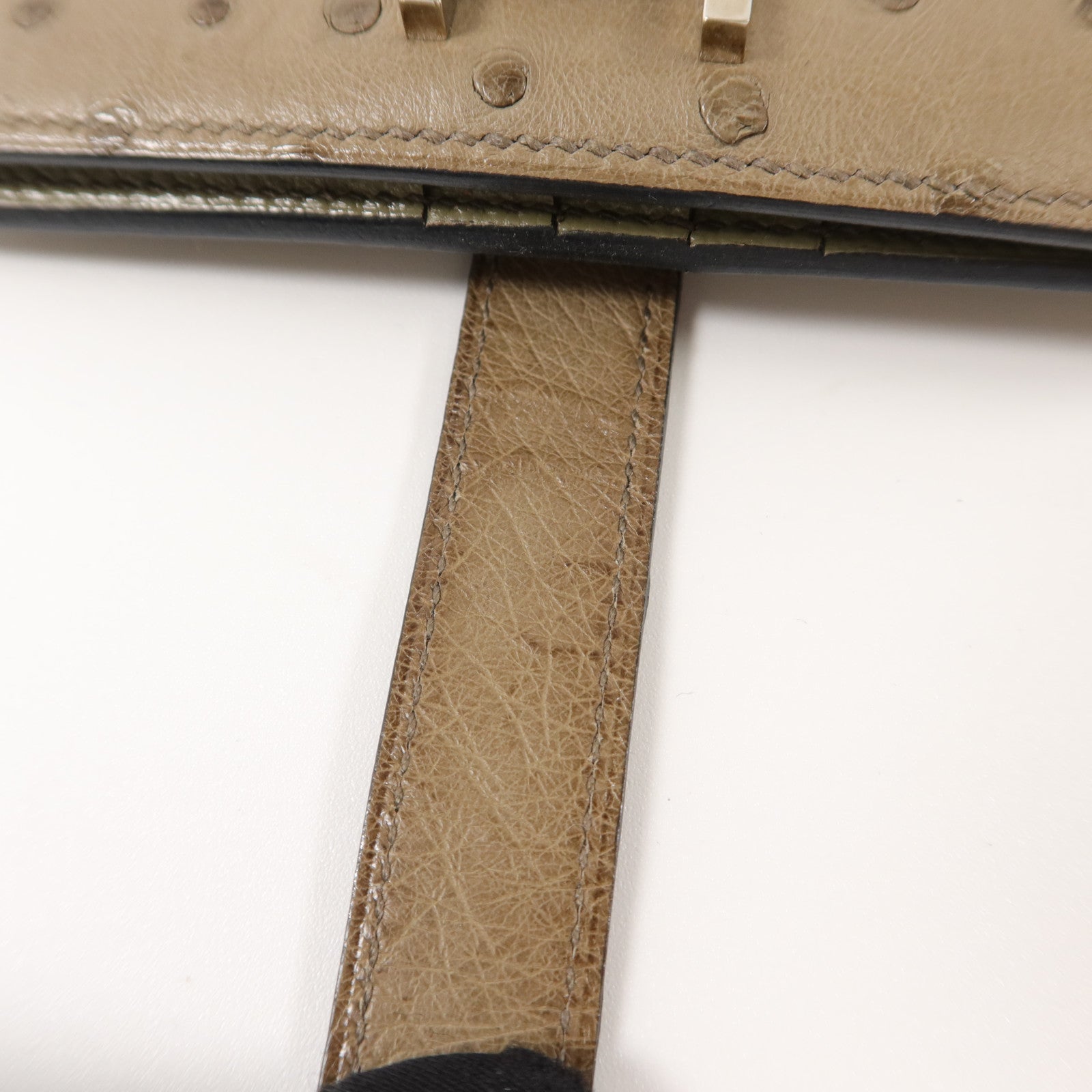 HERMES 鴕鳥皮革Bearn Bifold Wallet錢包Mousse