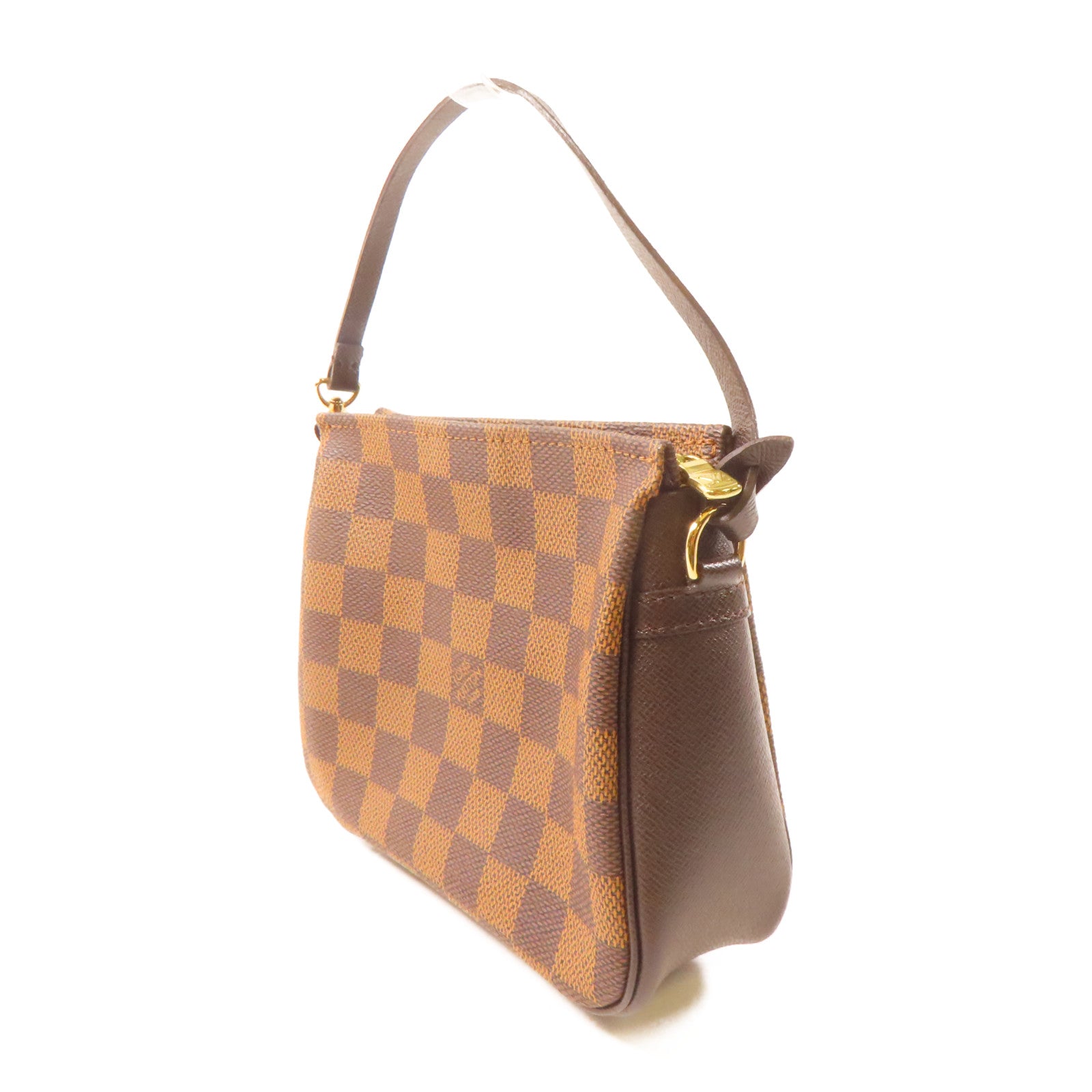 LOUIS VUITTON Damier Ebene Pochette Accessories金扣手挽袋啡色