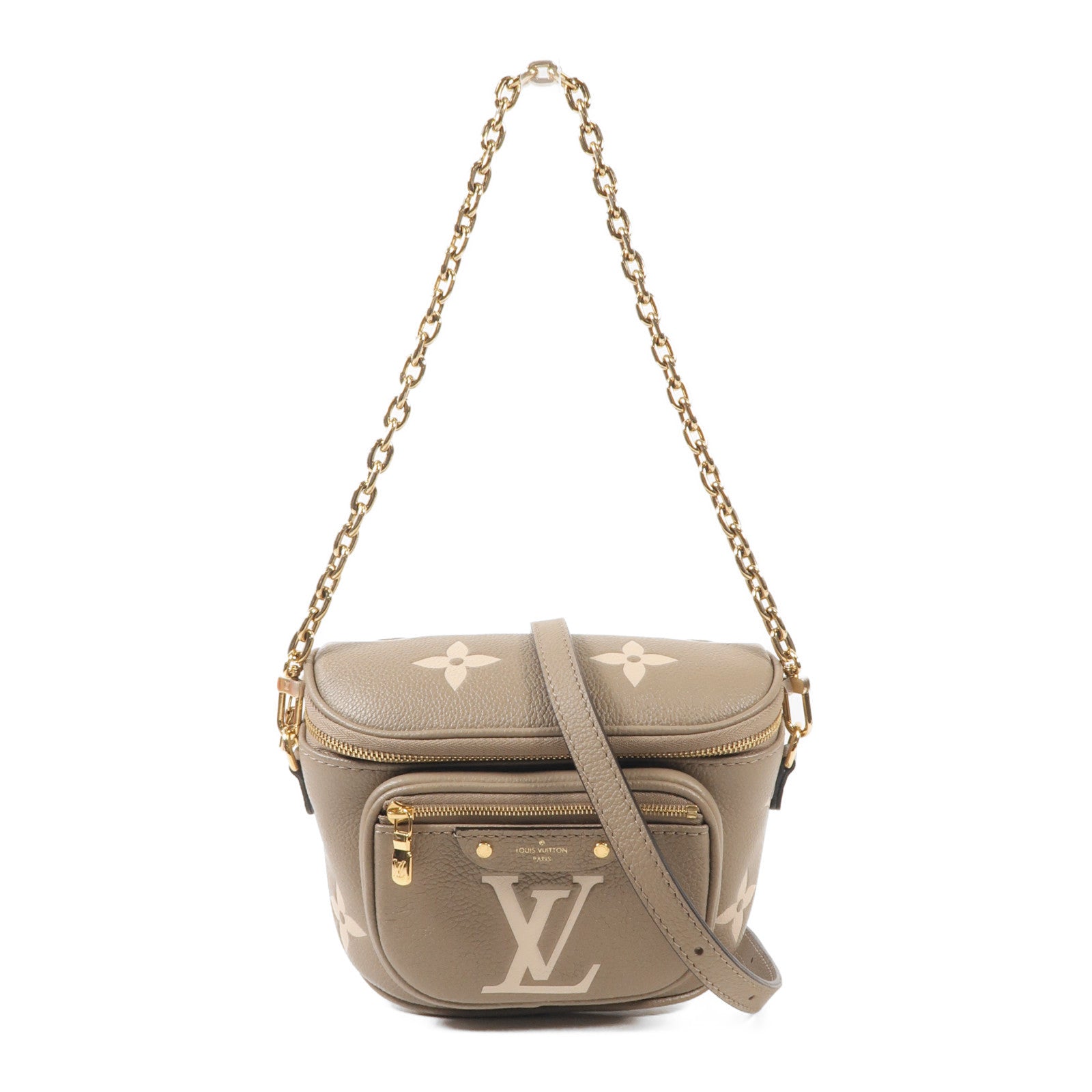 LOUIS VUITTON Monogram Empreinte Mini Bumbag金扣手挽肩背兩用袋