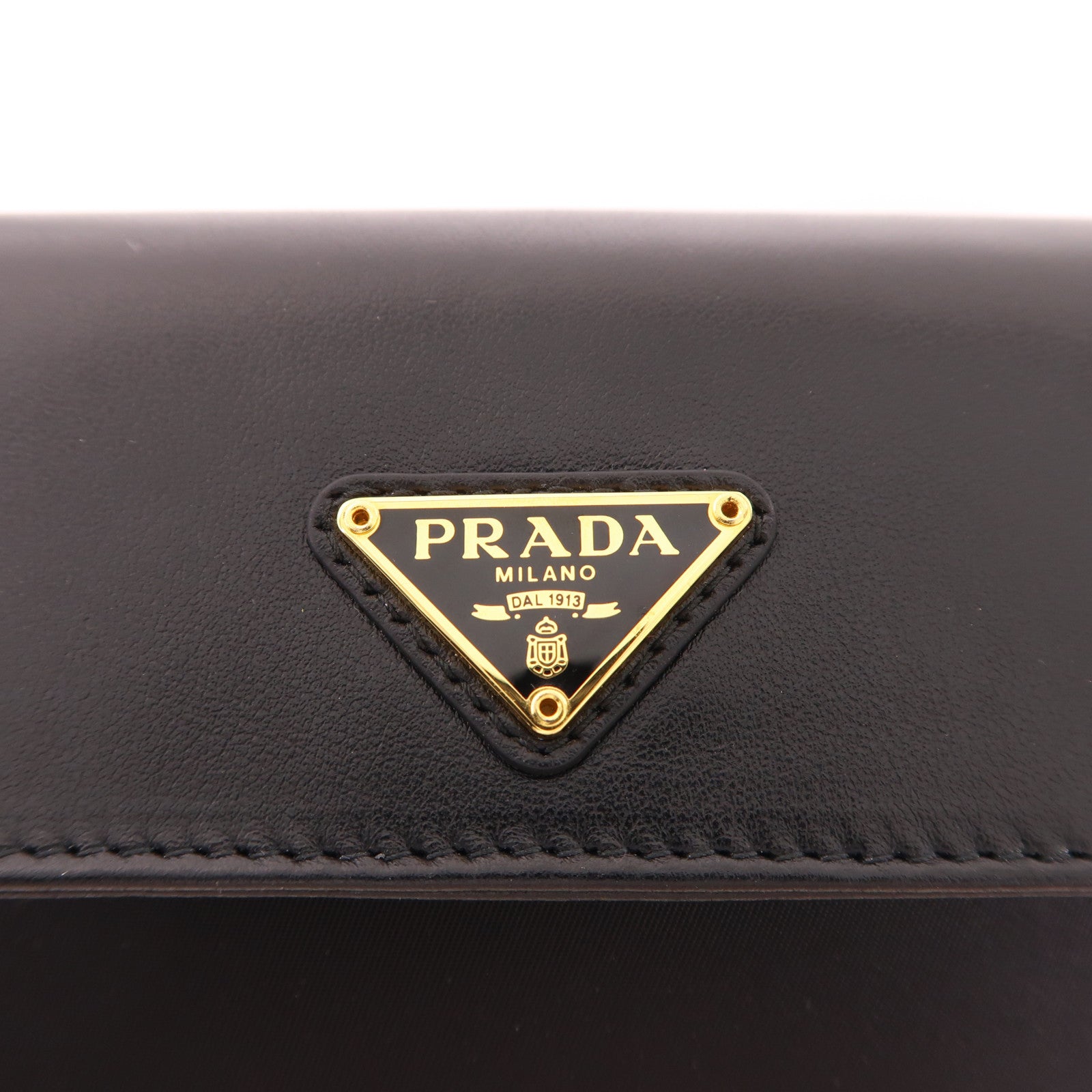 PRADA 尼龍/皮革Wallet金扣錢包
