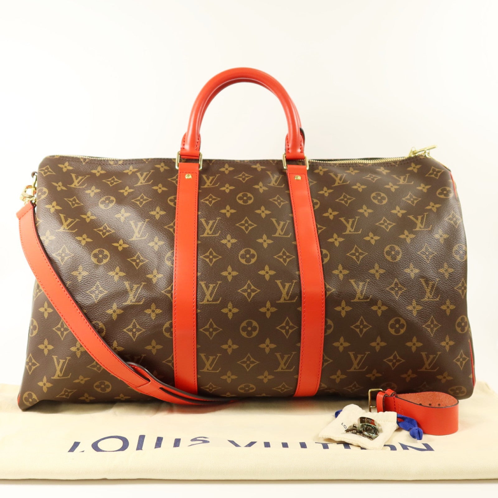 LOUIS VUITTON Monogram Keepall 50 Bandoulie金扣手挽肩背兩用袋