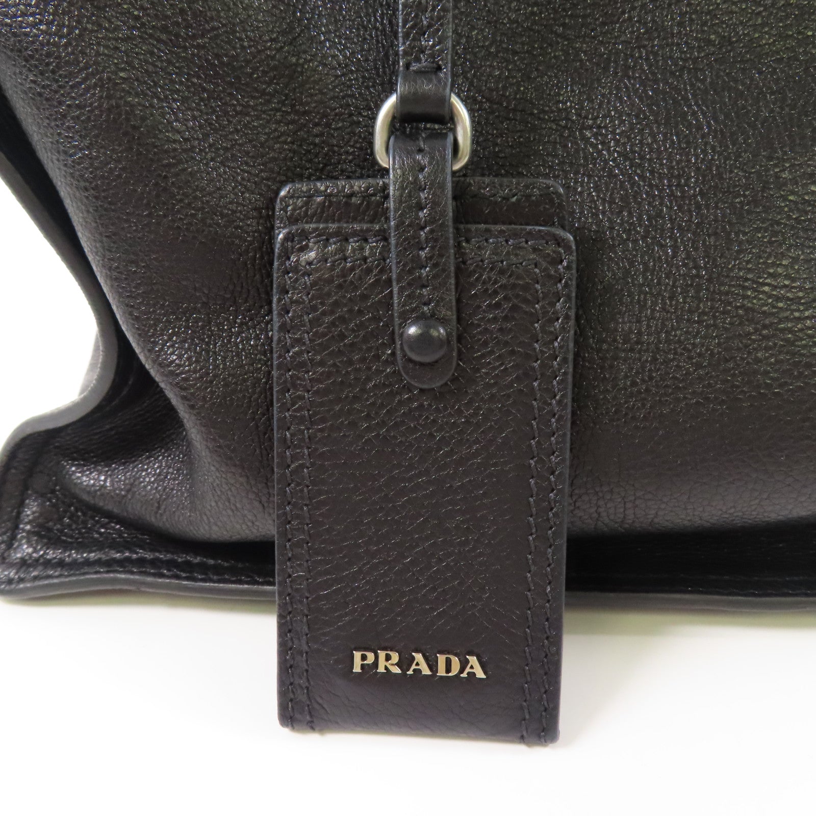 PRADA Glace Calf牛皮皮革/麂皮皮革Tote Bag銀扣肩背袋