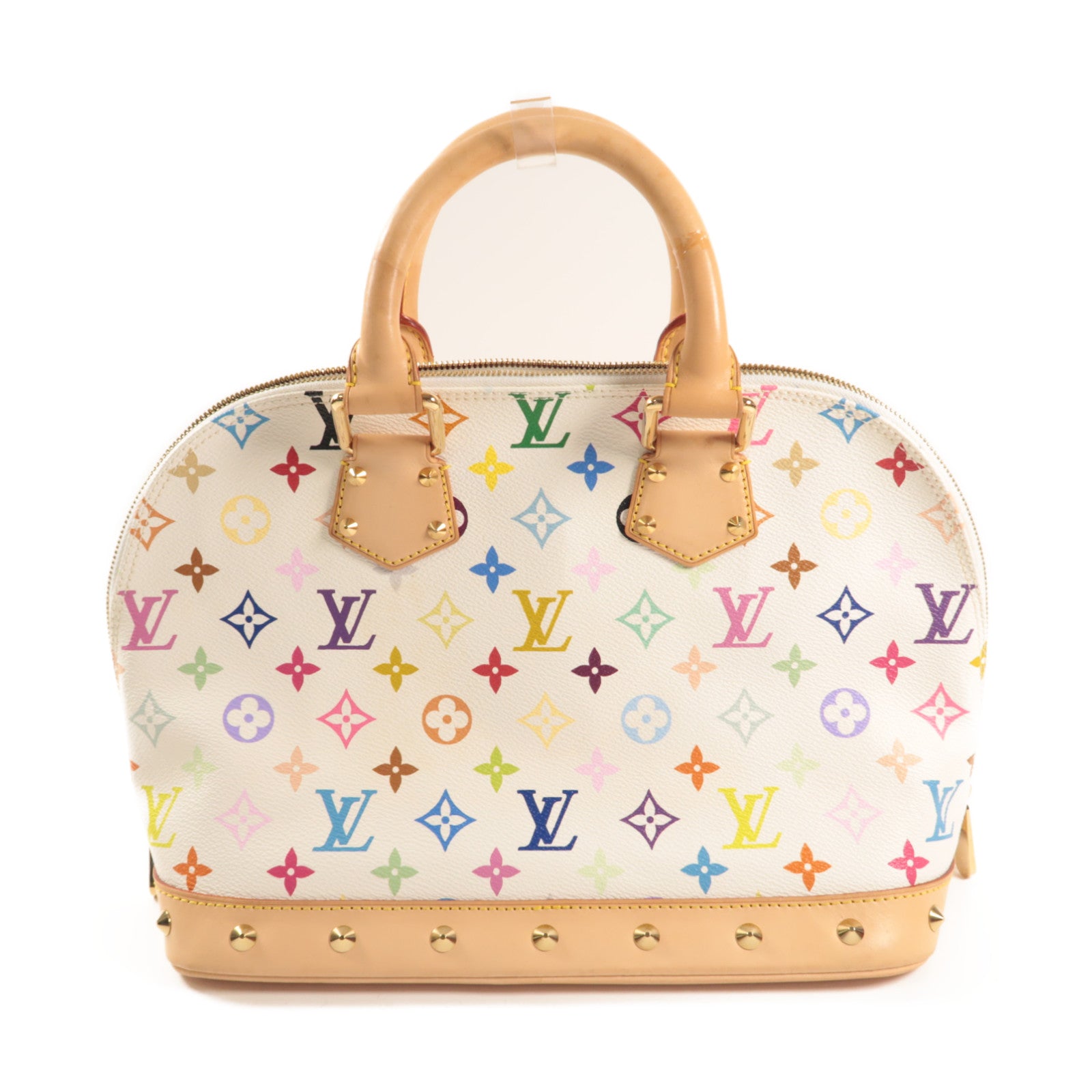 LOUIS VUITTON Monogram Multicolore Alma金扣手挽袋白色/彩色