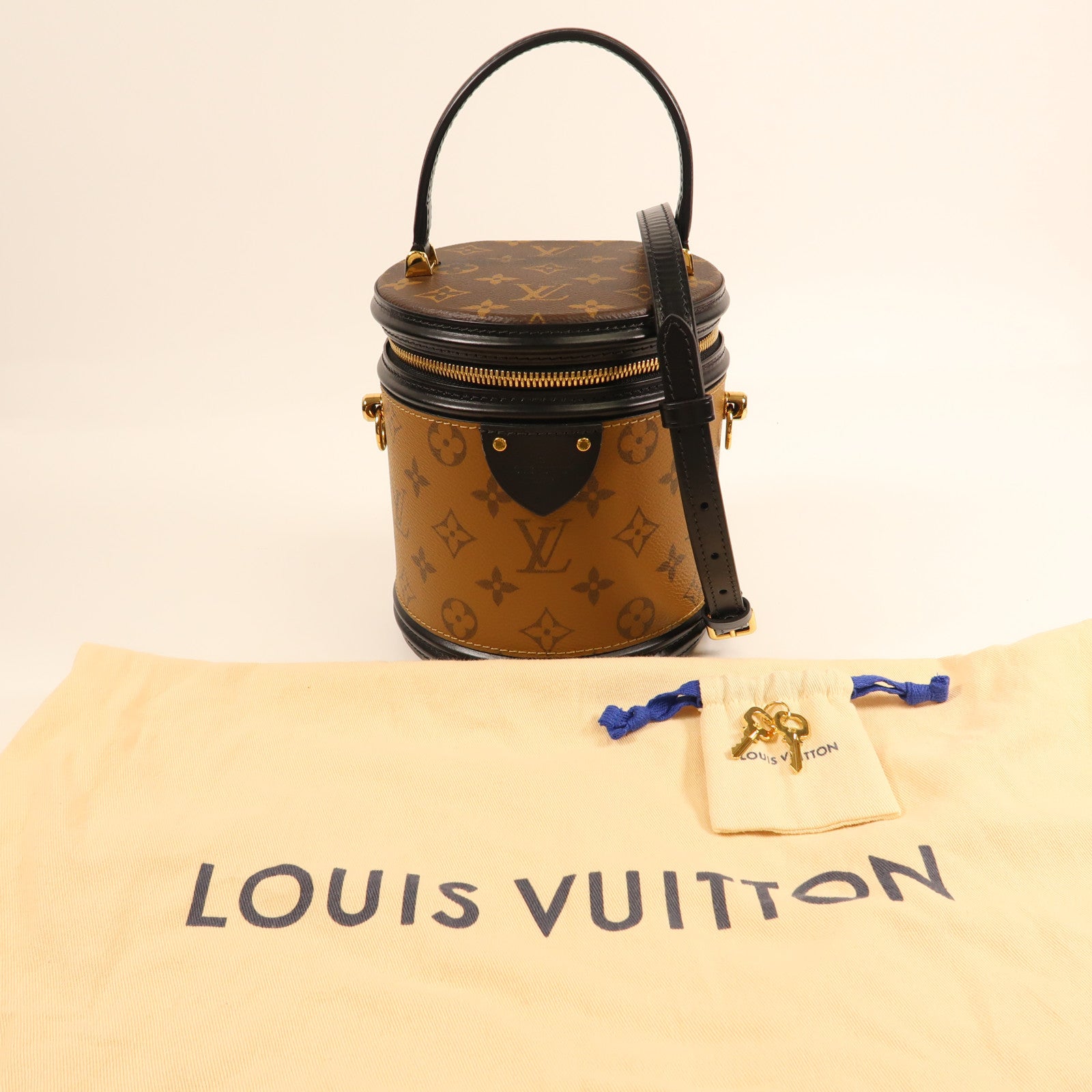 LOUIS VUITTON Monogram Reverse Cannes金扣手挽肩背兩用袋