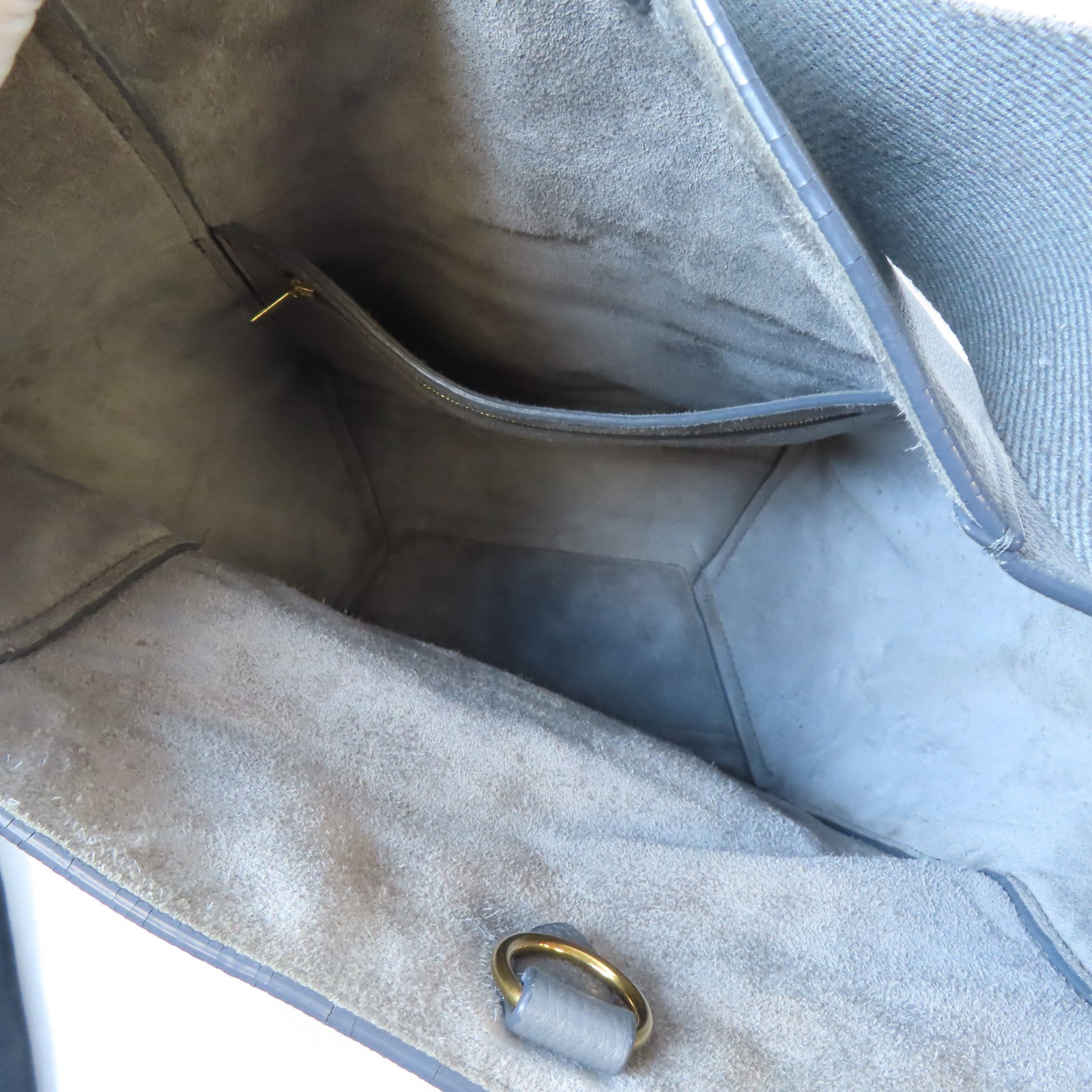 CELINE 牛皮皮革Shoulder Bag金扣肩背袋灰色
