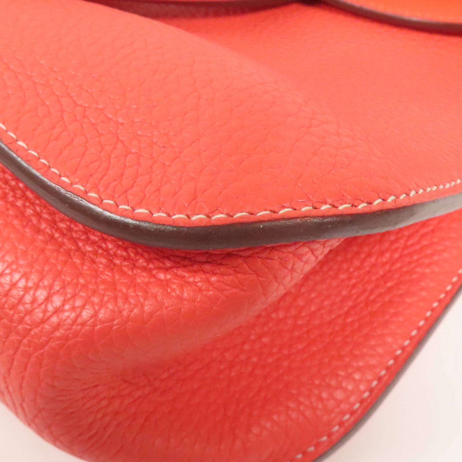 HERMES Clemence皮革Halzan 31銀扣手挽肩背兩用袋Rose Jaipur