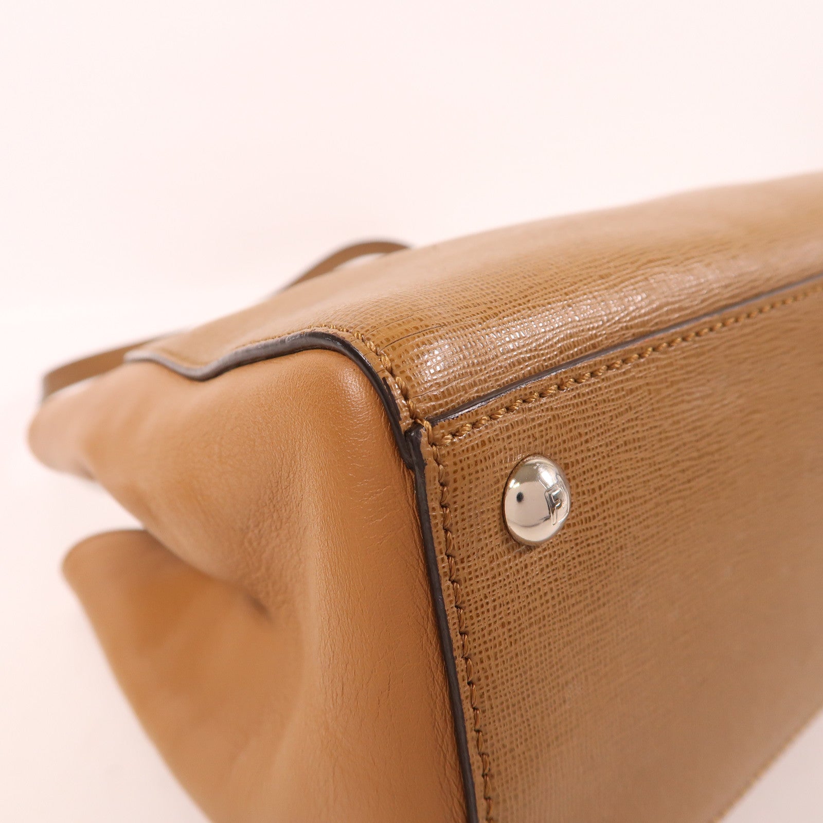 FENDI 【激減優惠】羊皮皮革2 Way Shoulder銀扣手挽肩背兩用袋