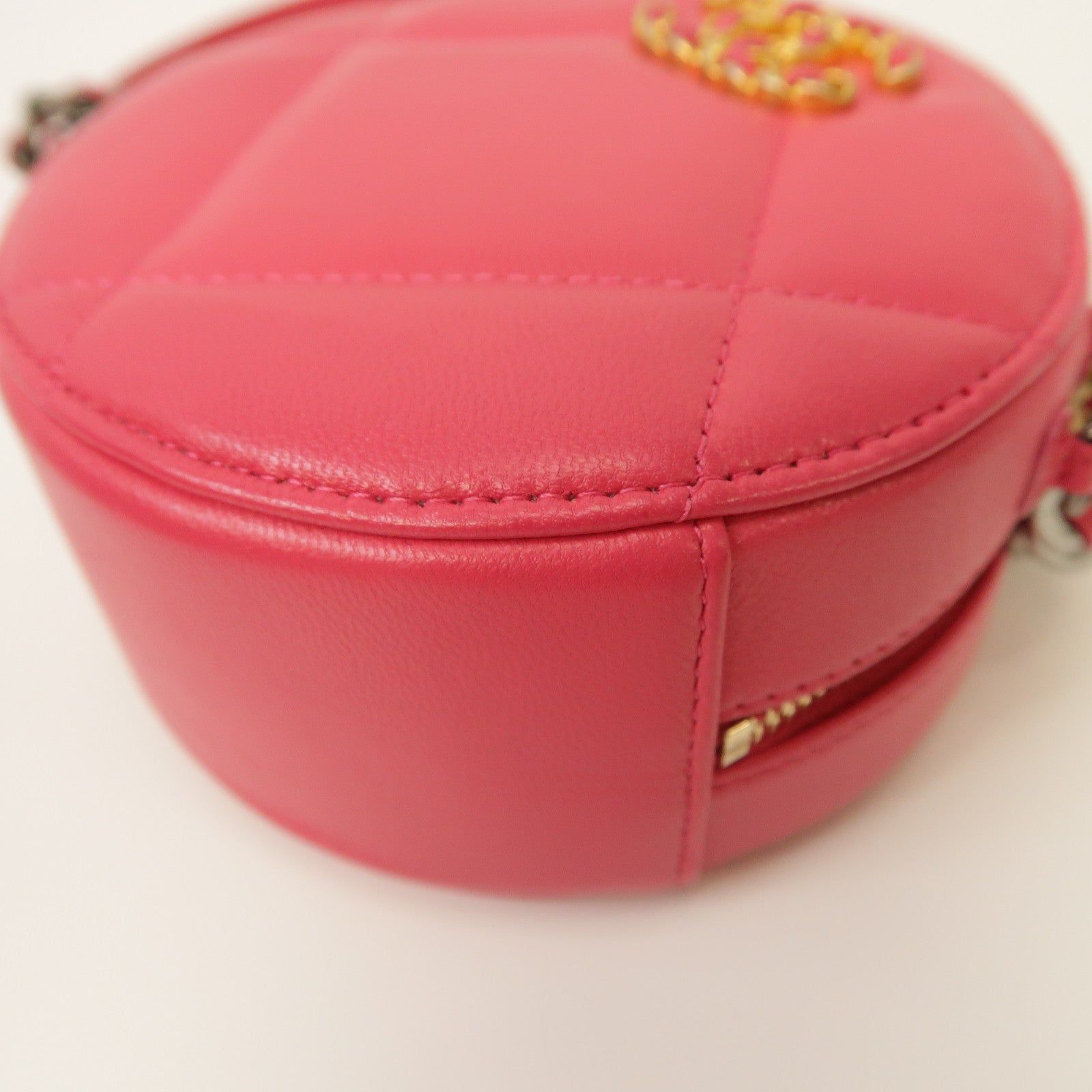 CHANEL 【激減優惠】菱格皮革Shoulder Bag金扣/銀扣鏈帶肩背袋粉紅色