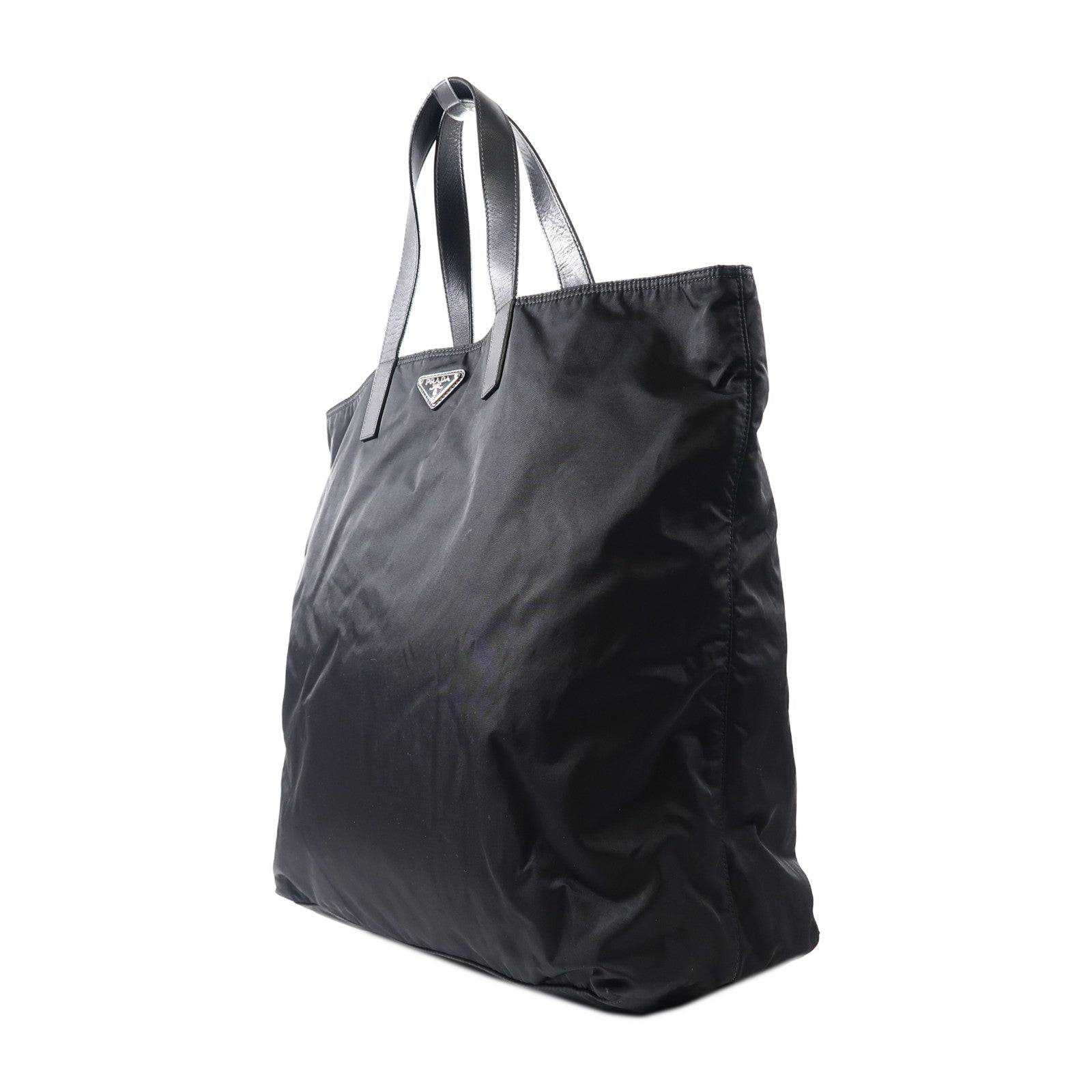 PRADA 尼龍Tote Bag銀扣手挽袋黑色