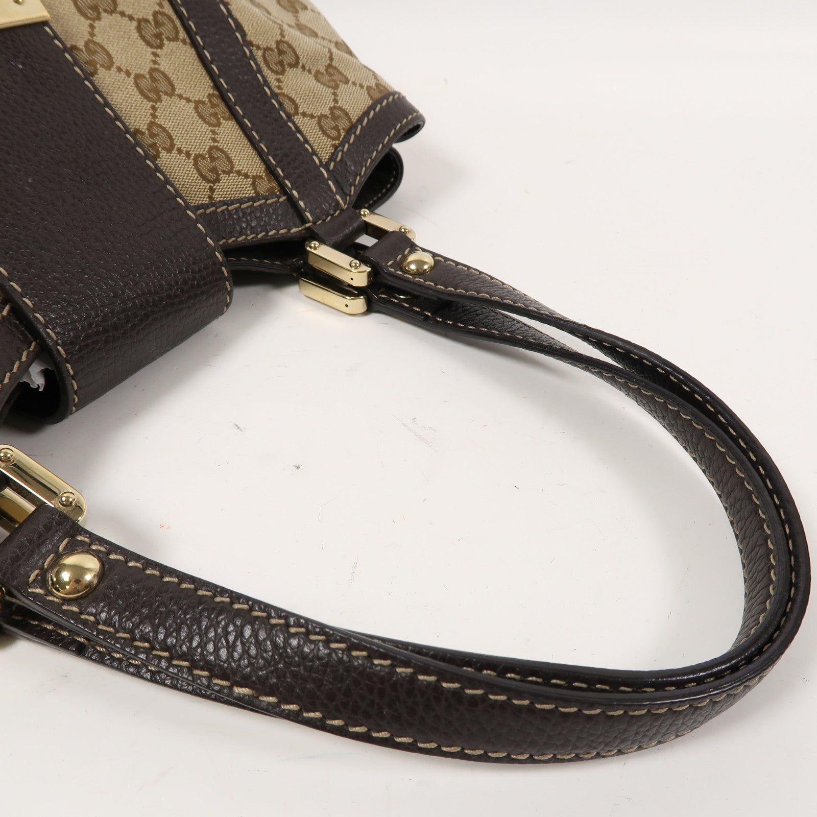 GUCCI 帆布Tote Bag金扣肩背袋啡色