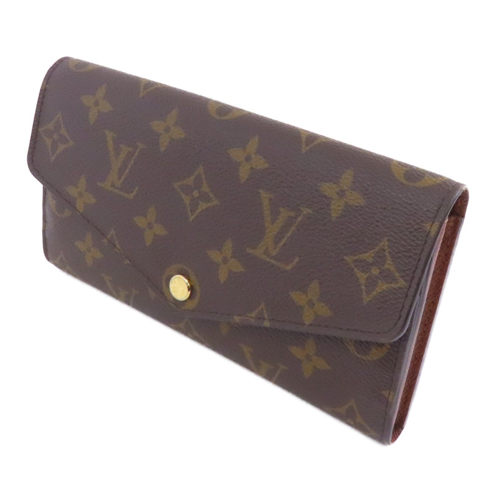 LOUIS VUITTON Monogram Sarah Wallet金扣長錢包啡色