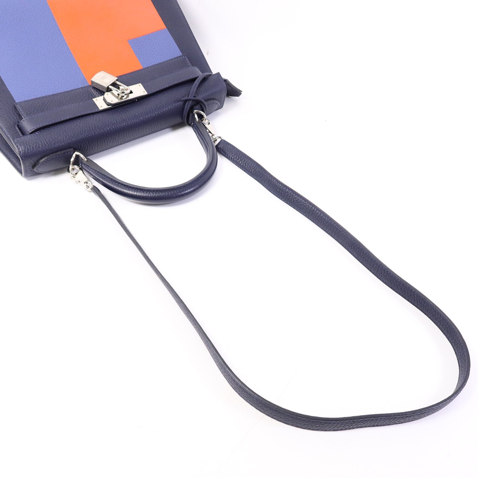 HERMES Clémence/Tadelakt皮革Kelly 28手挽肩背兩用袋Bleu Nuit/Bleu Brighton/Capucine