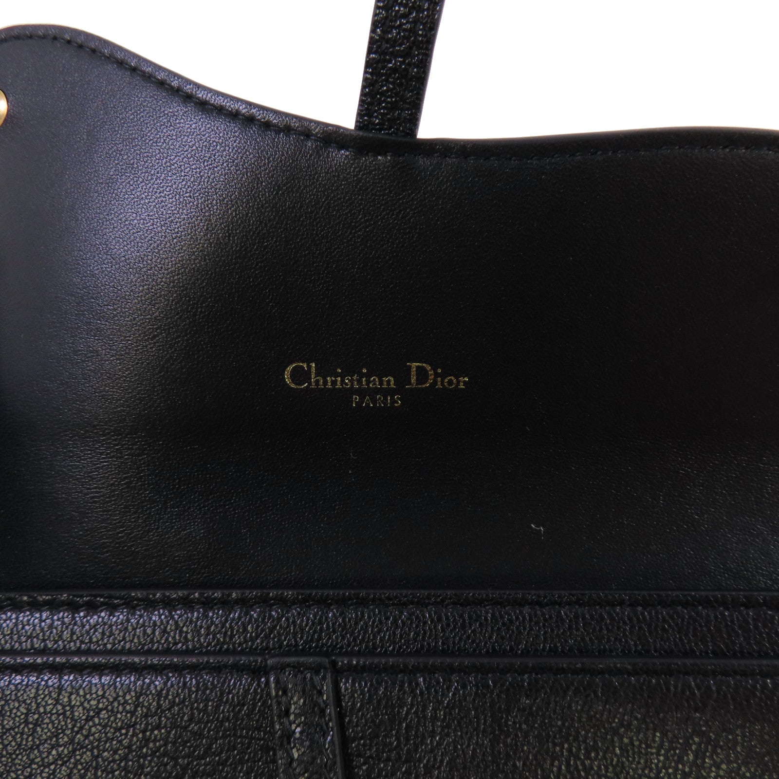 Dior 牛皮皮革Saddle Long Wallet With Chain Shoulder Bag金扣錢包肩背袋黑色