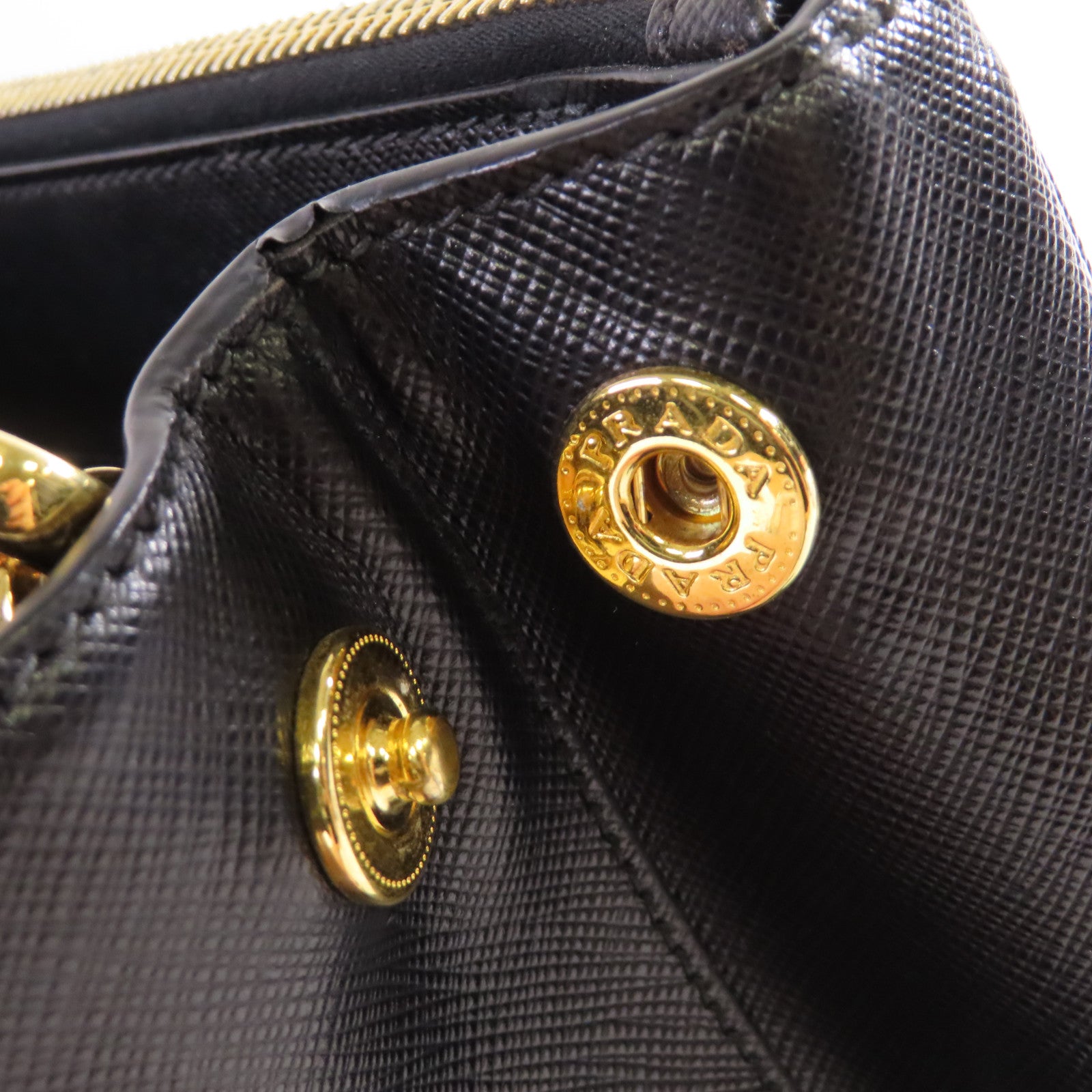 PRADA Saffiano Lux皮革Galleria 2Way Shoulder Bag金扣手挽肩背兩用袋黑色