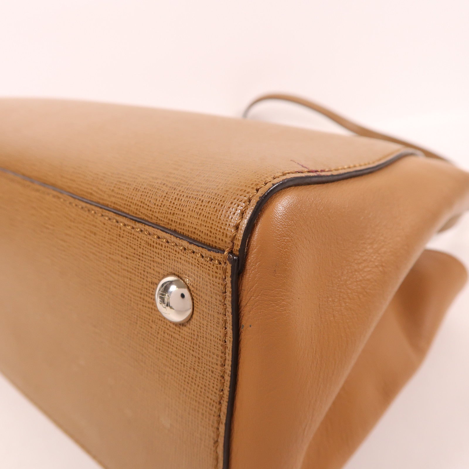 FENDI 羊皮皮革2 Way Shoulder銀扣手挽肩背兩用袋