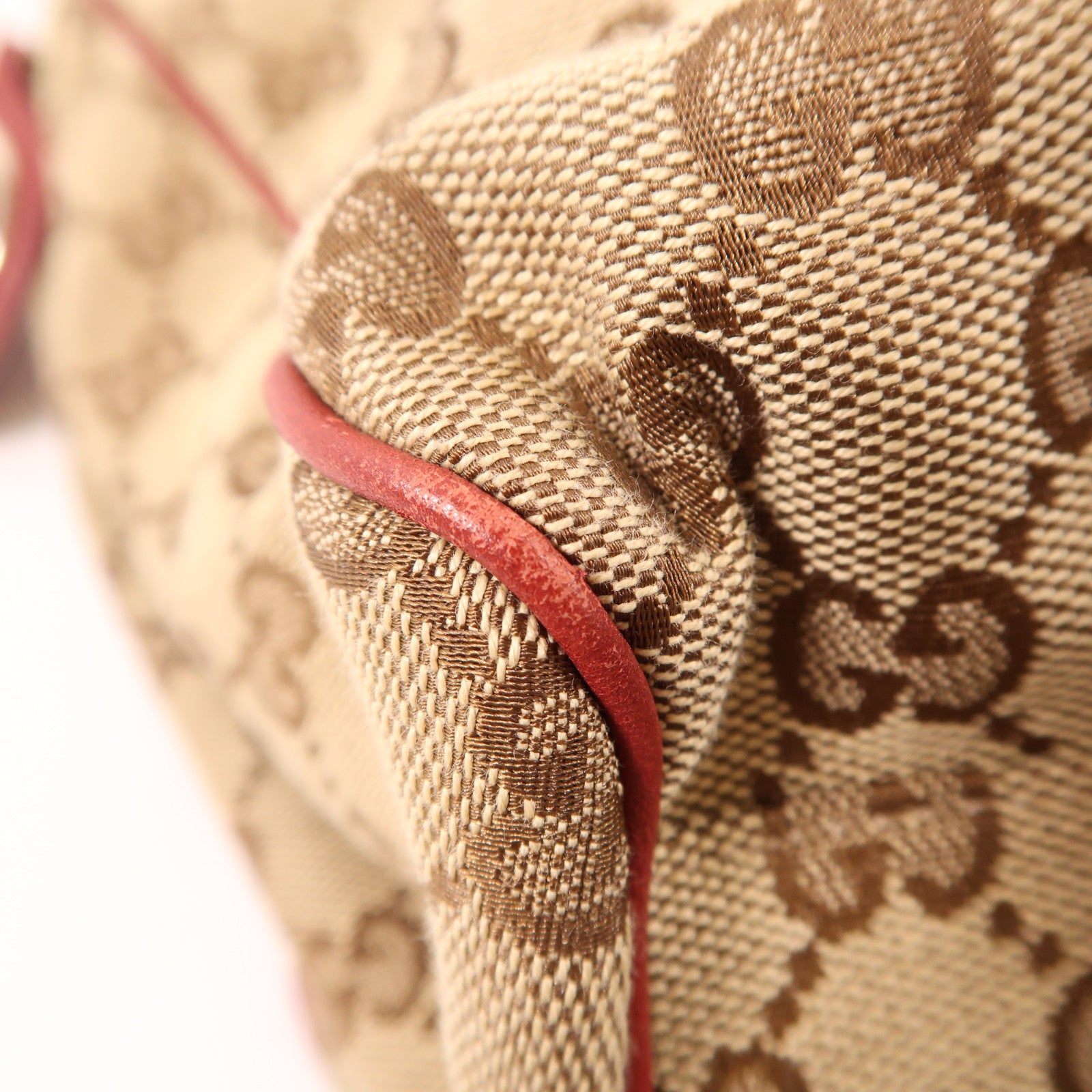 GUCCI 帆布Handbag/Shoulder Bag金扣手挽袋/肩背袋棕色/紅色