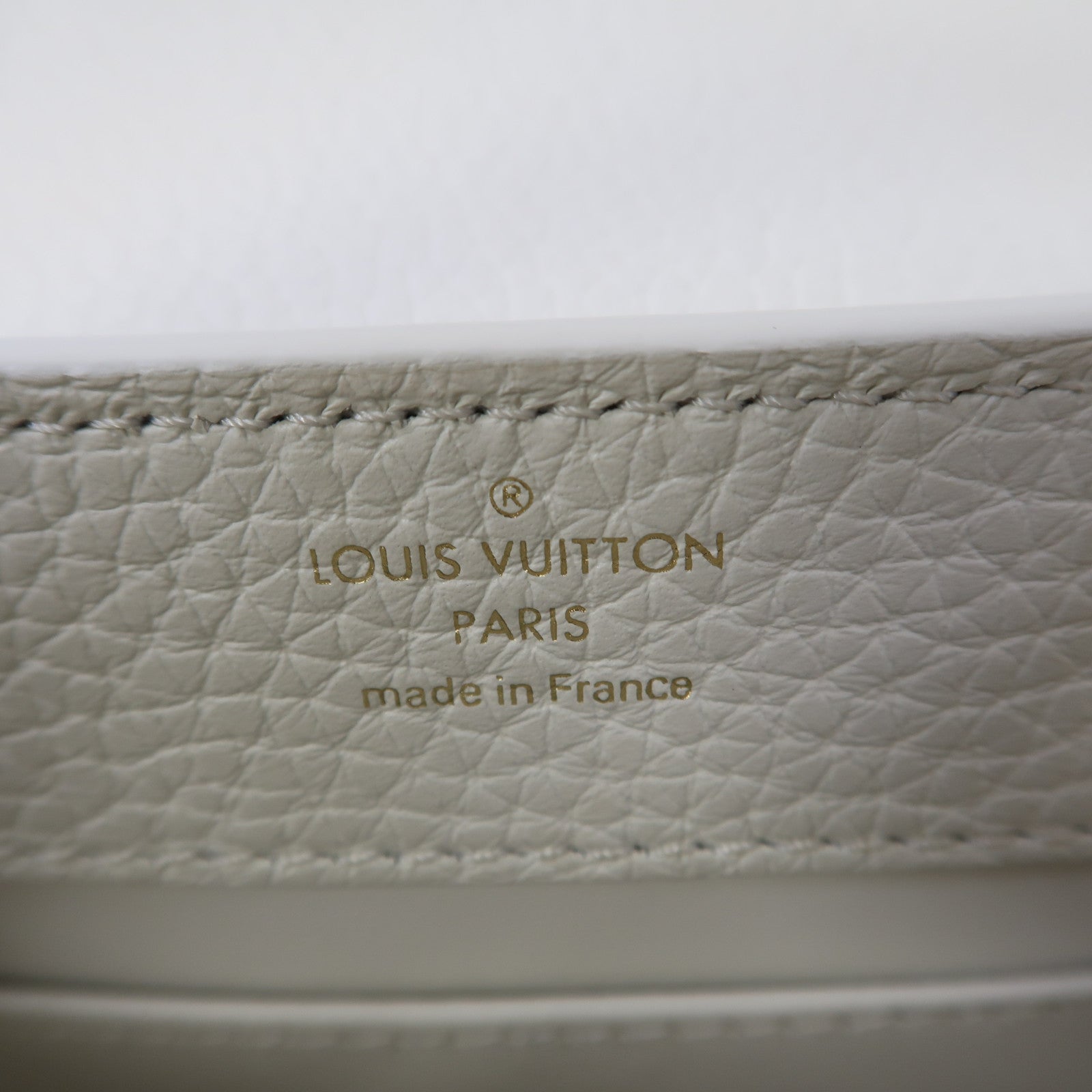 LOUIS VUITTON 牛皮皮革Capucines Mini金扣手挽肩背兩用袋白色