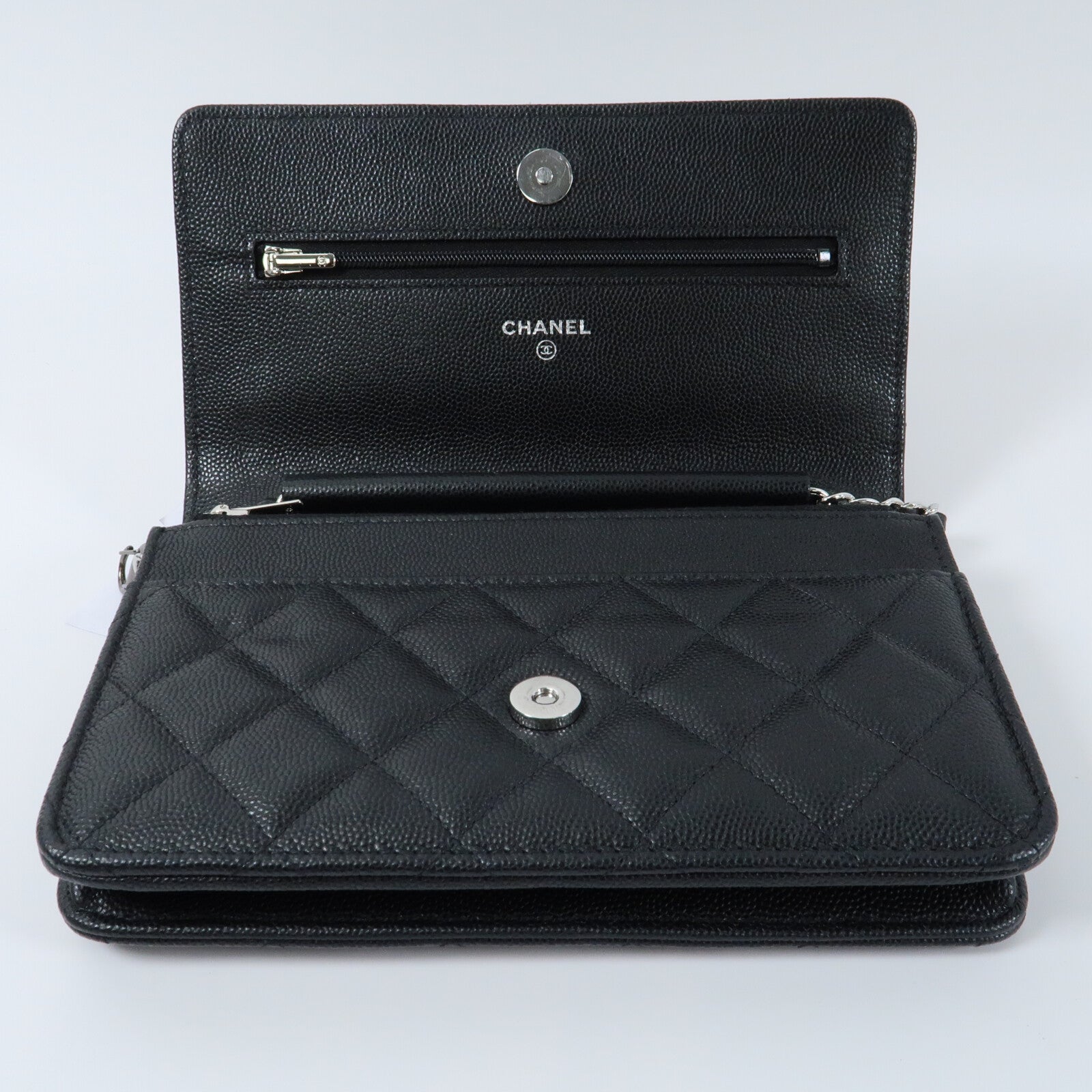 CHANEL 牛皮皮革WOC Wallet On Chain銀扣鏈帶肩背袋