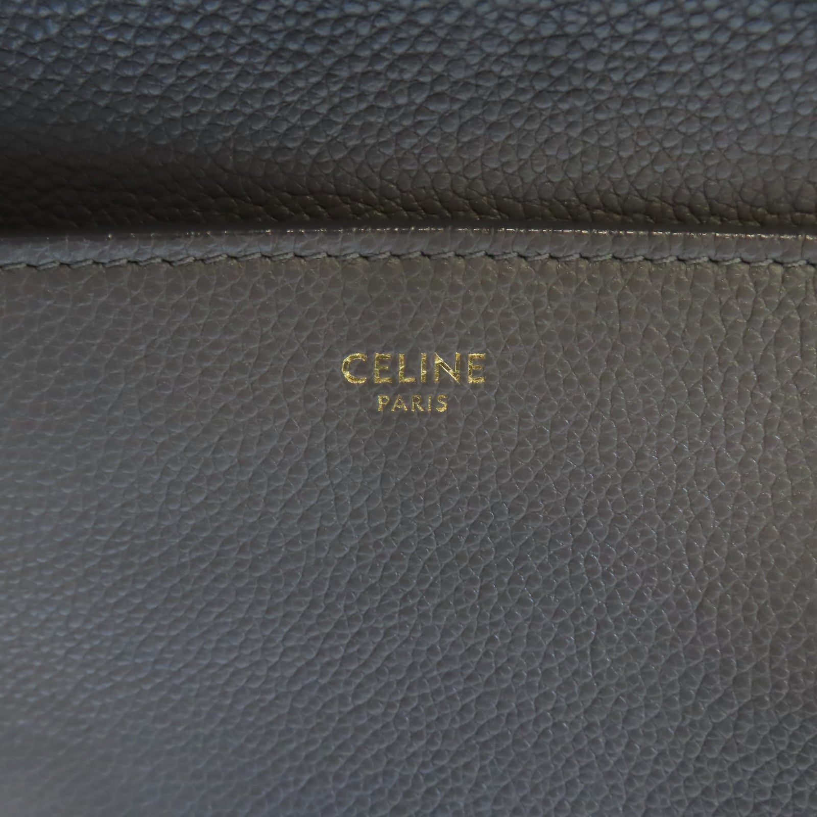 CELINE 牛皮皮革Shoulder Bag金扣肩背袋灰色