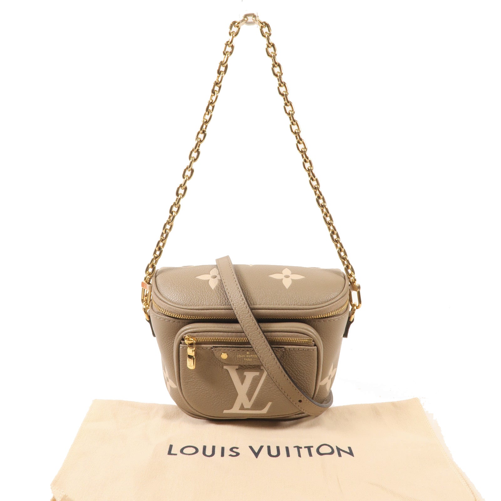 LOUIS VUITTON Monogram Empreinte Mini Bumbag金扣手挽肩背兩用袋