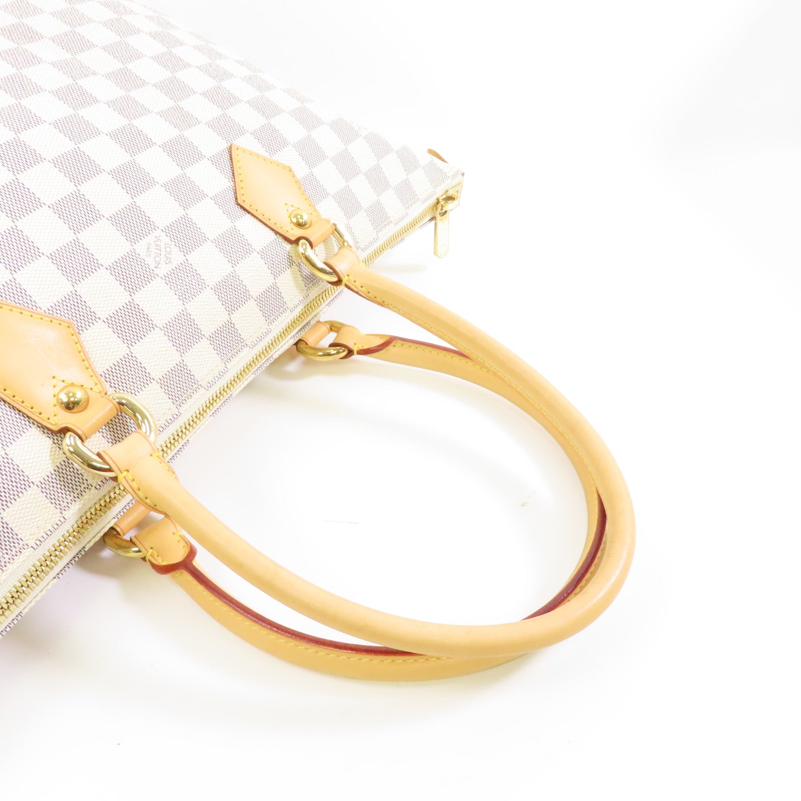 LOUIS VUITTON 【激減優惠】Damier Azur Saleya MM金扣手挽袋/肩背袋白色
