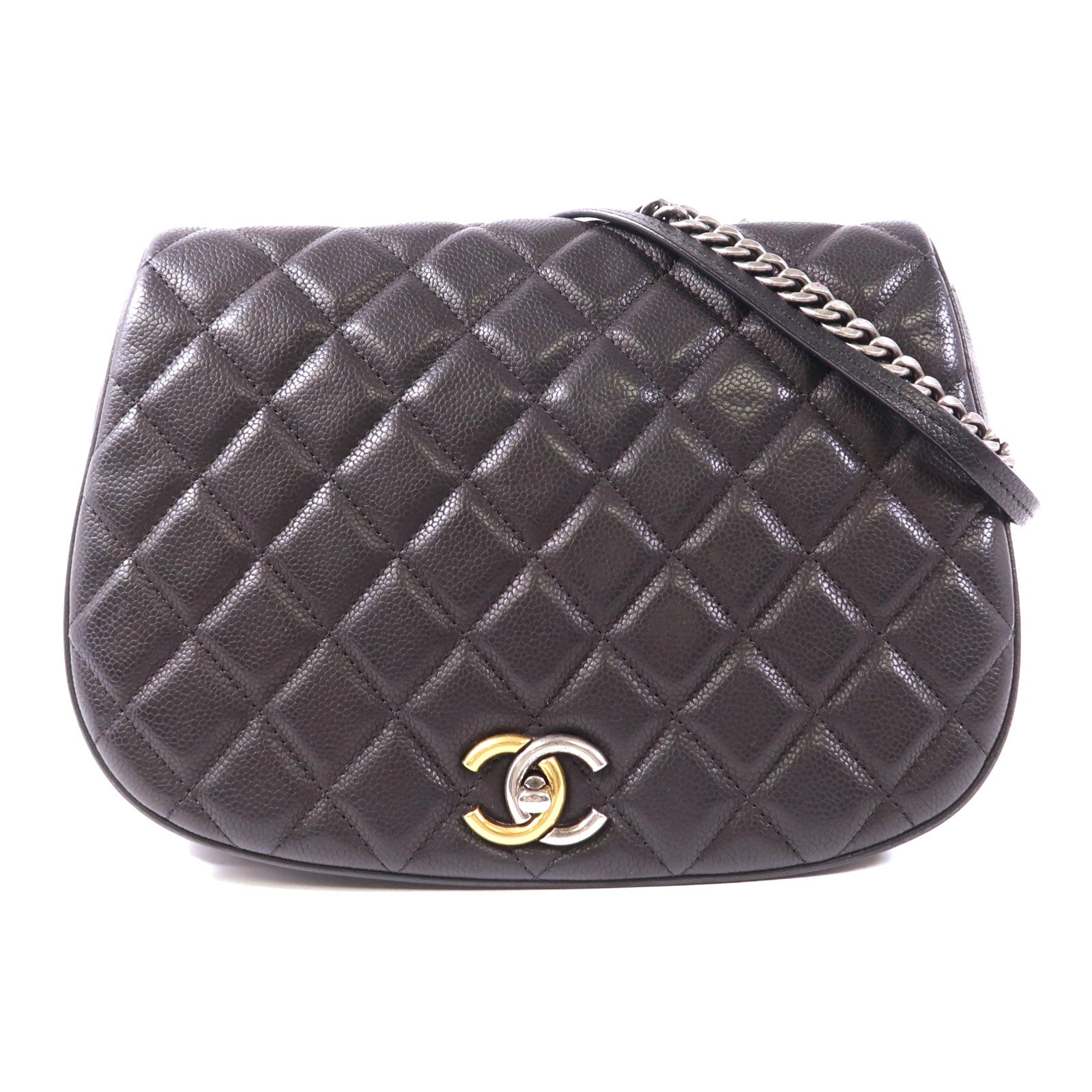 CHANEL 牛皮皮革Shoulder Bag銀扣鏈帶肩背袋