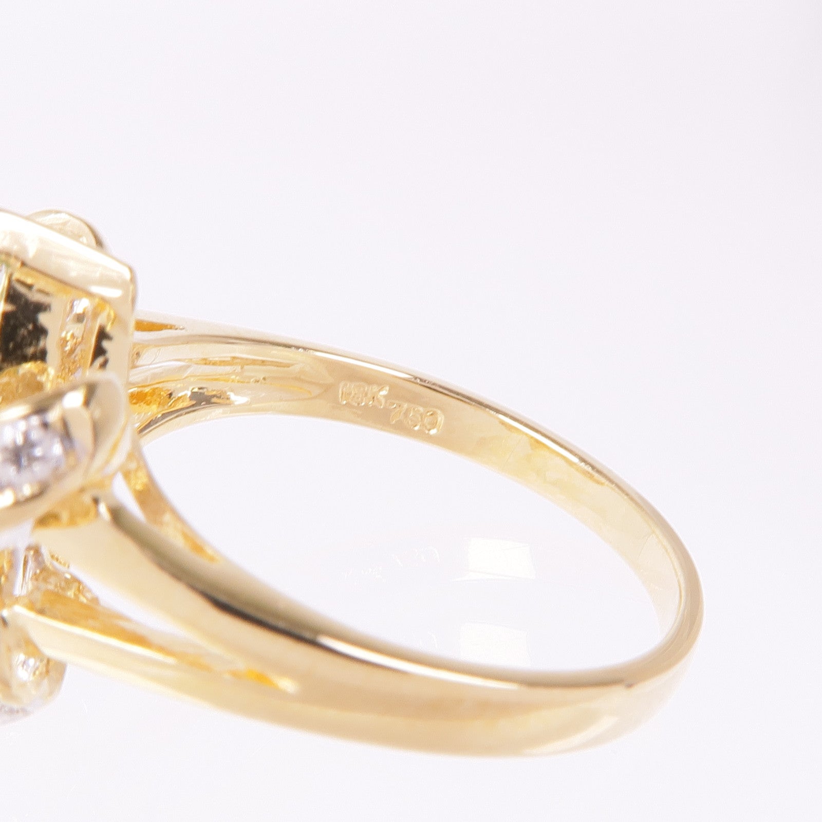 JEWELRY 18K黃金/白金Jade Diamond Ring翡翠/鑽石戒指US#5.5