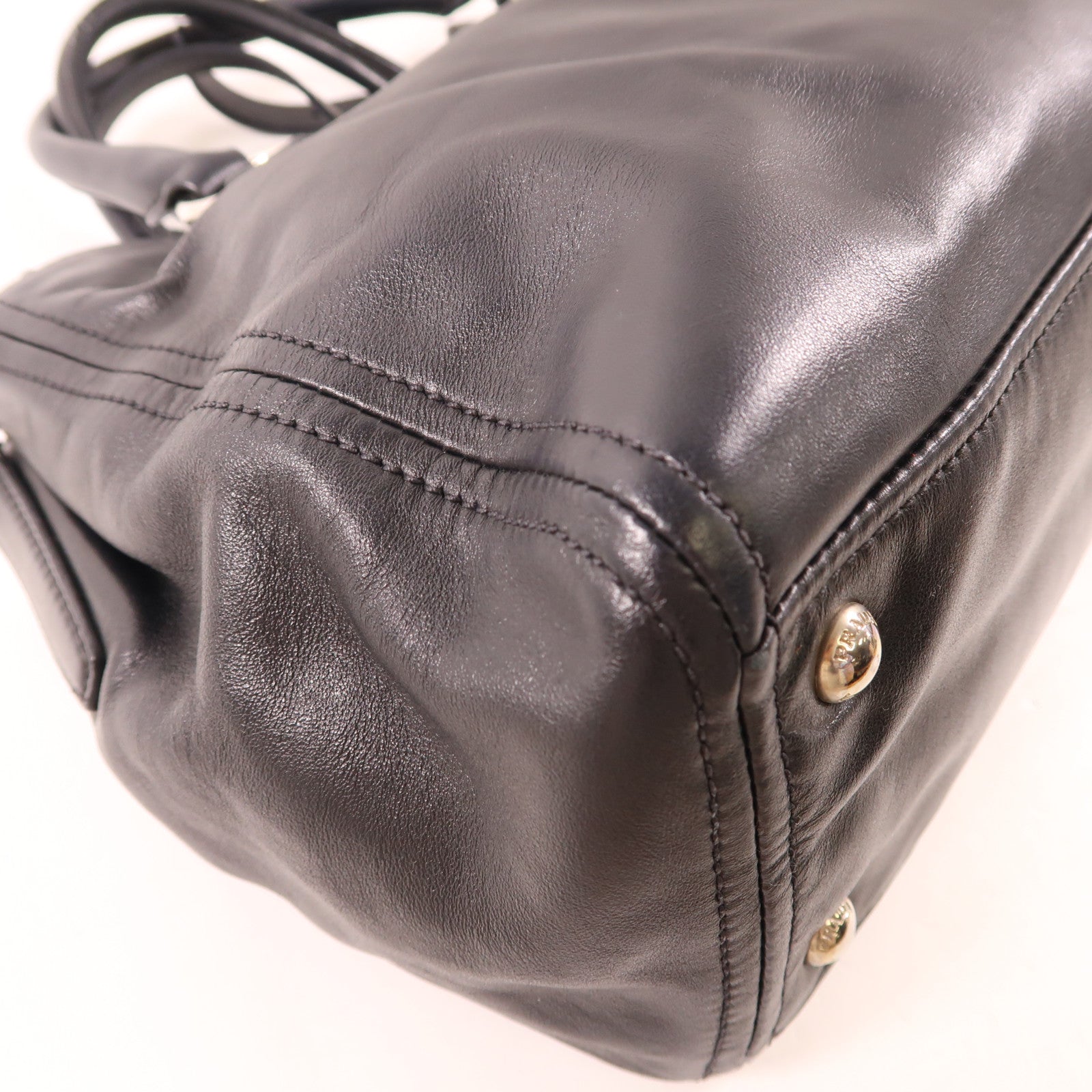 PRADA 牛皮皮革2 Way Shoulder銀扣手挽肩背兩用袋