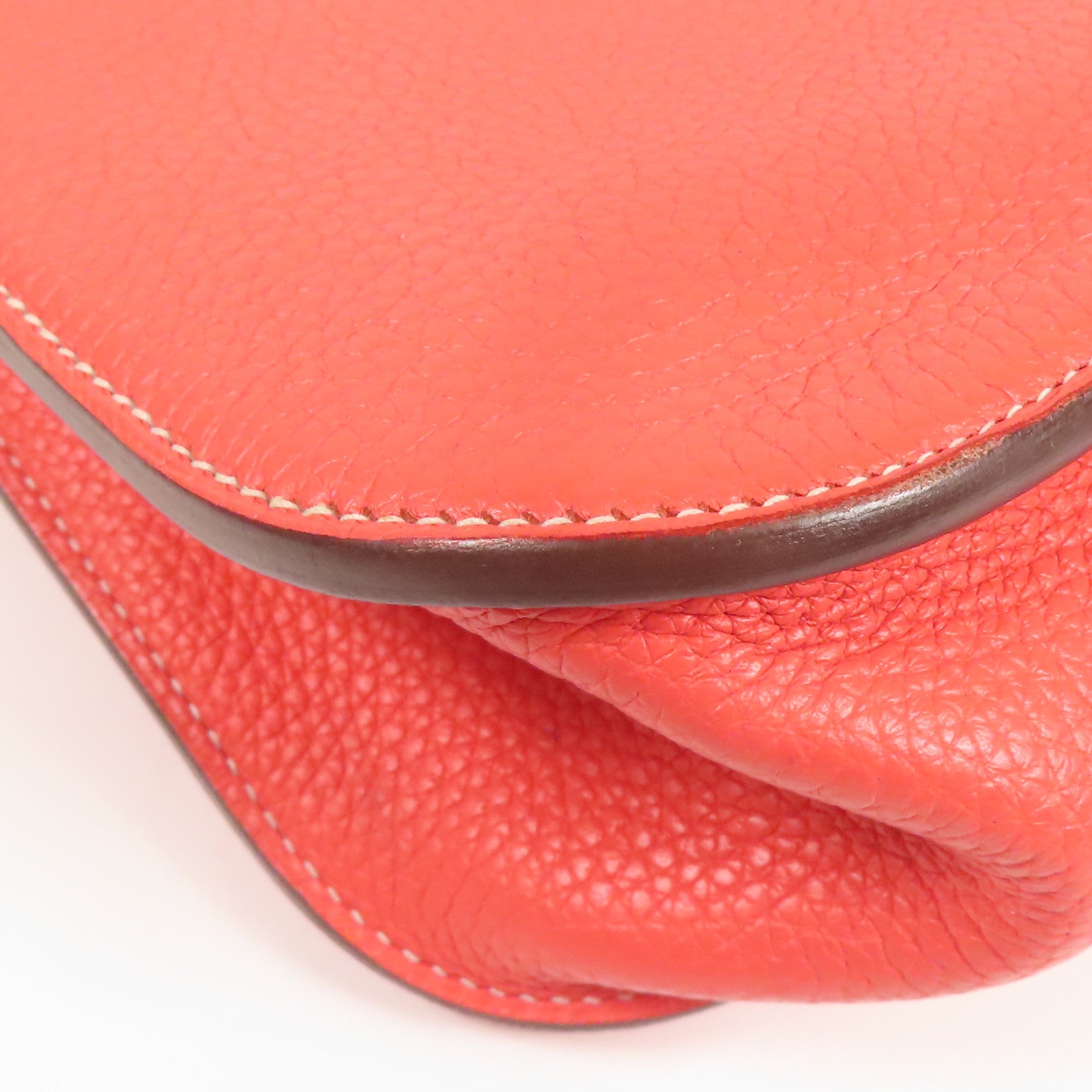 HERMES Clemence皮革Halzan 31銀扣手挽肩背兩用袋Rose Jaipur