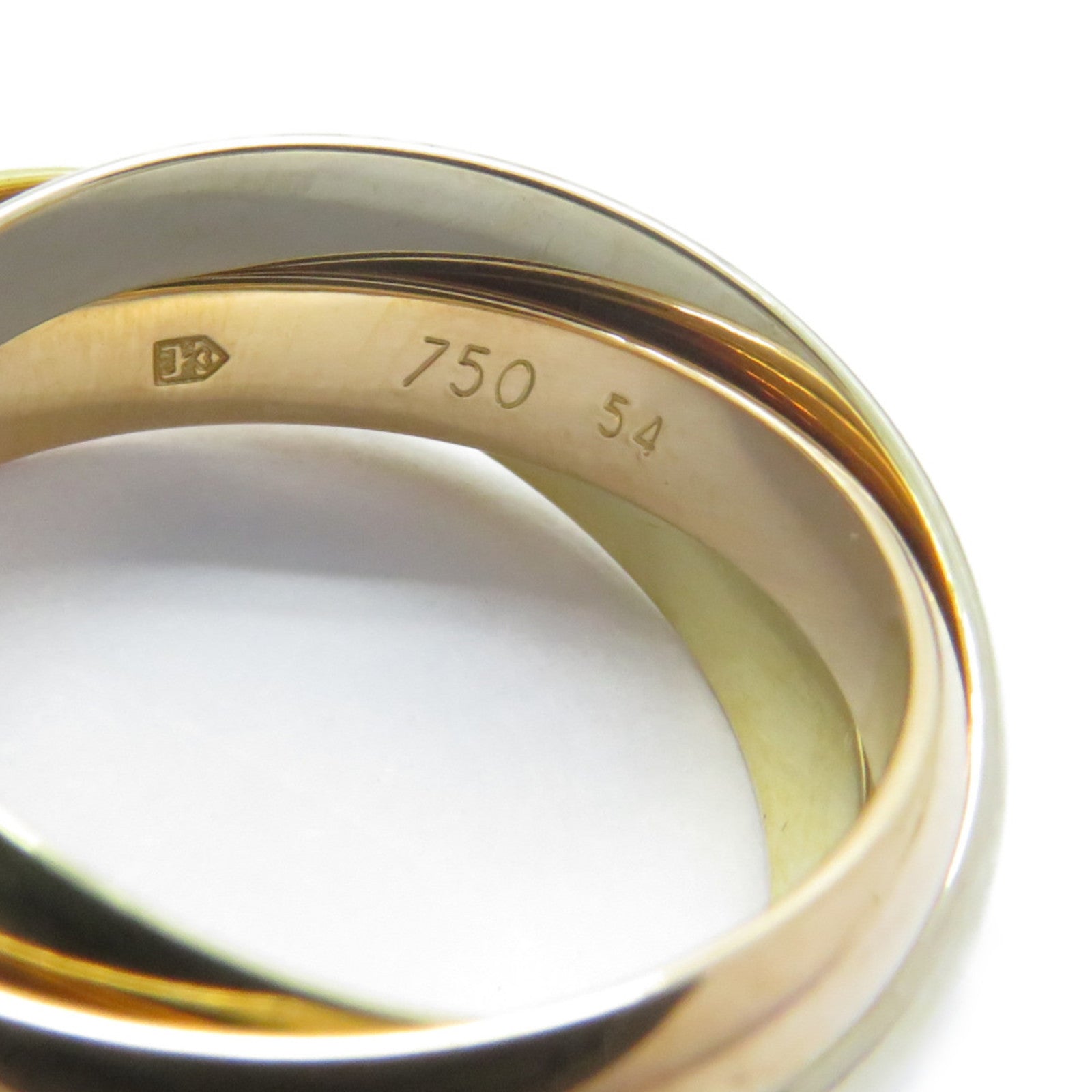 CARTIER 18K黃金/白金/玫瑰金Trinity戒指Cartier#54/US#6.75