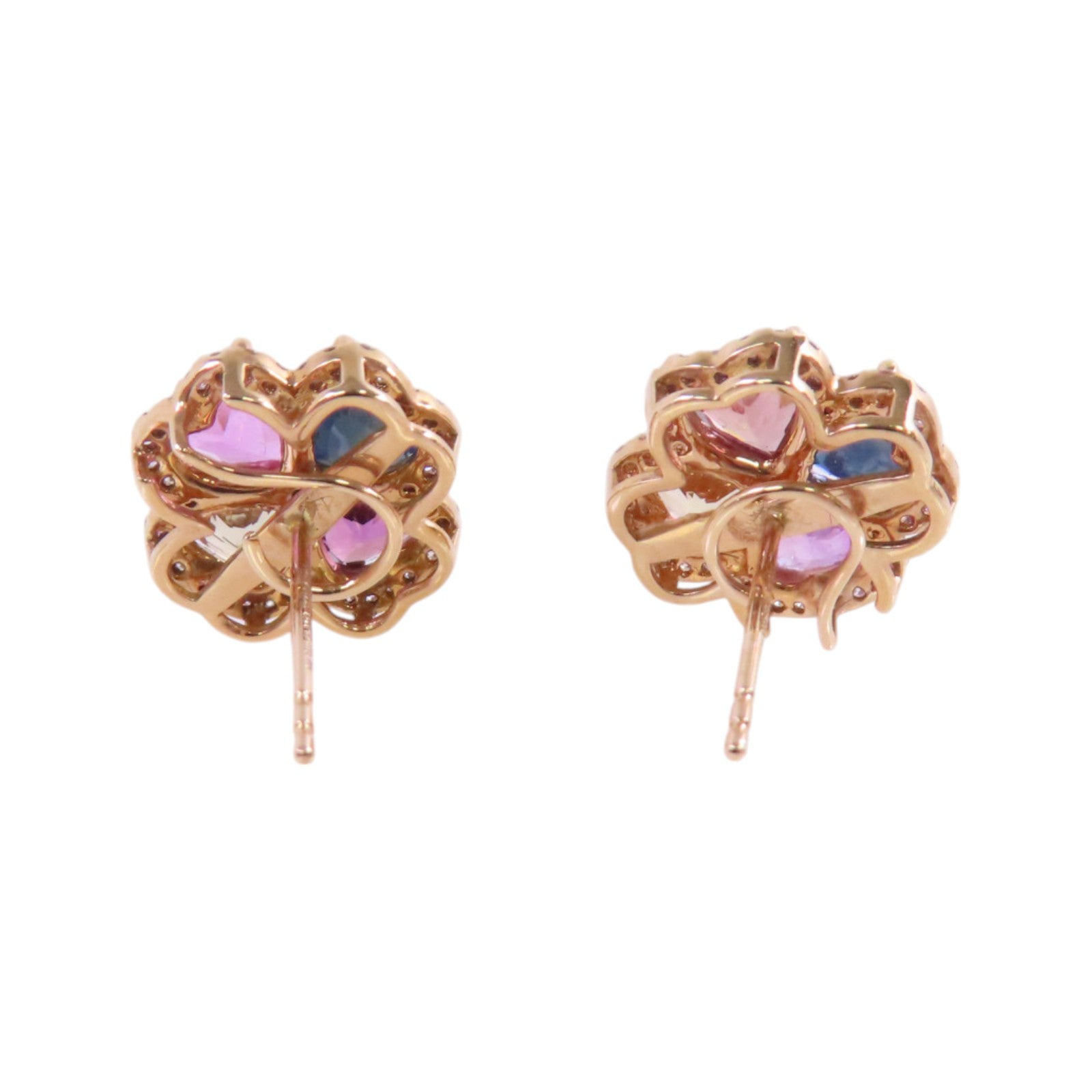 JEWELRY 18K玫瑰金/彩色藍寶石/鑽石Multi Sapphire Diamond Earrings耳環
