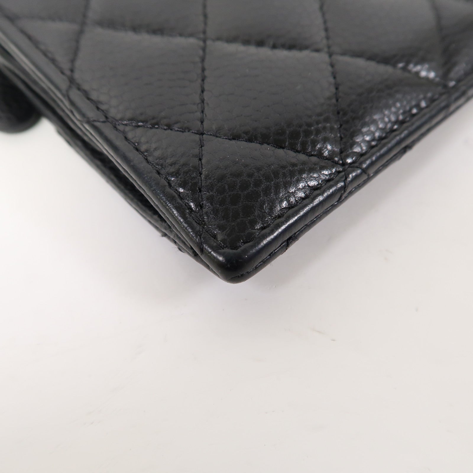 CHANEL 菱格Caviar皮革Card Case金扣卡片套黑色