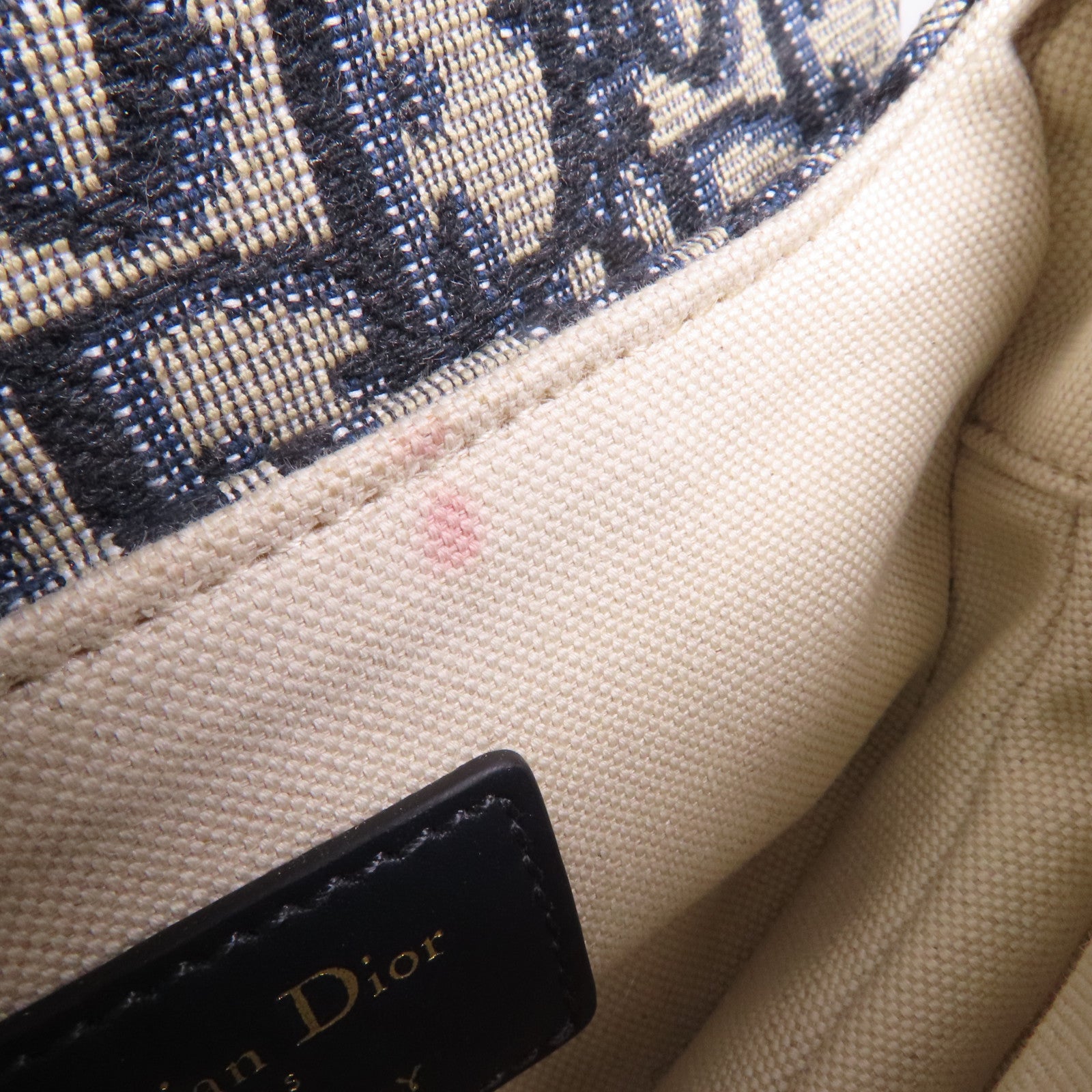Dior CD GHW Saddle Handbag Canvas Navy/Beige