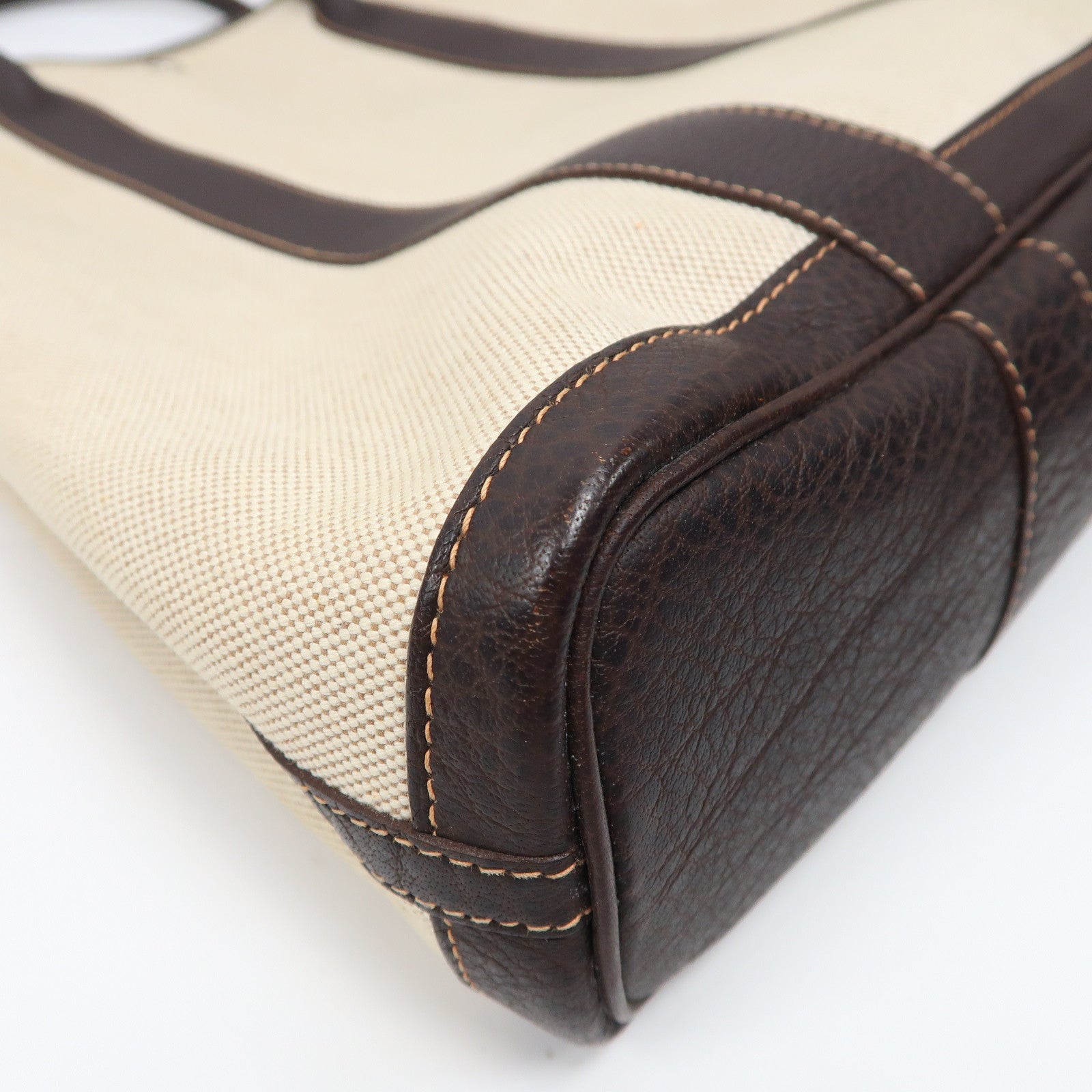 HERMES Toile H帆布Garden File MM銀扣手挽袋啡色/米色